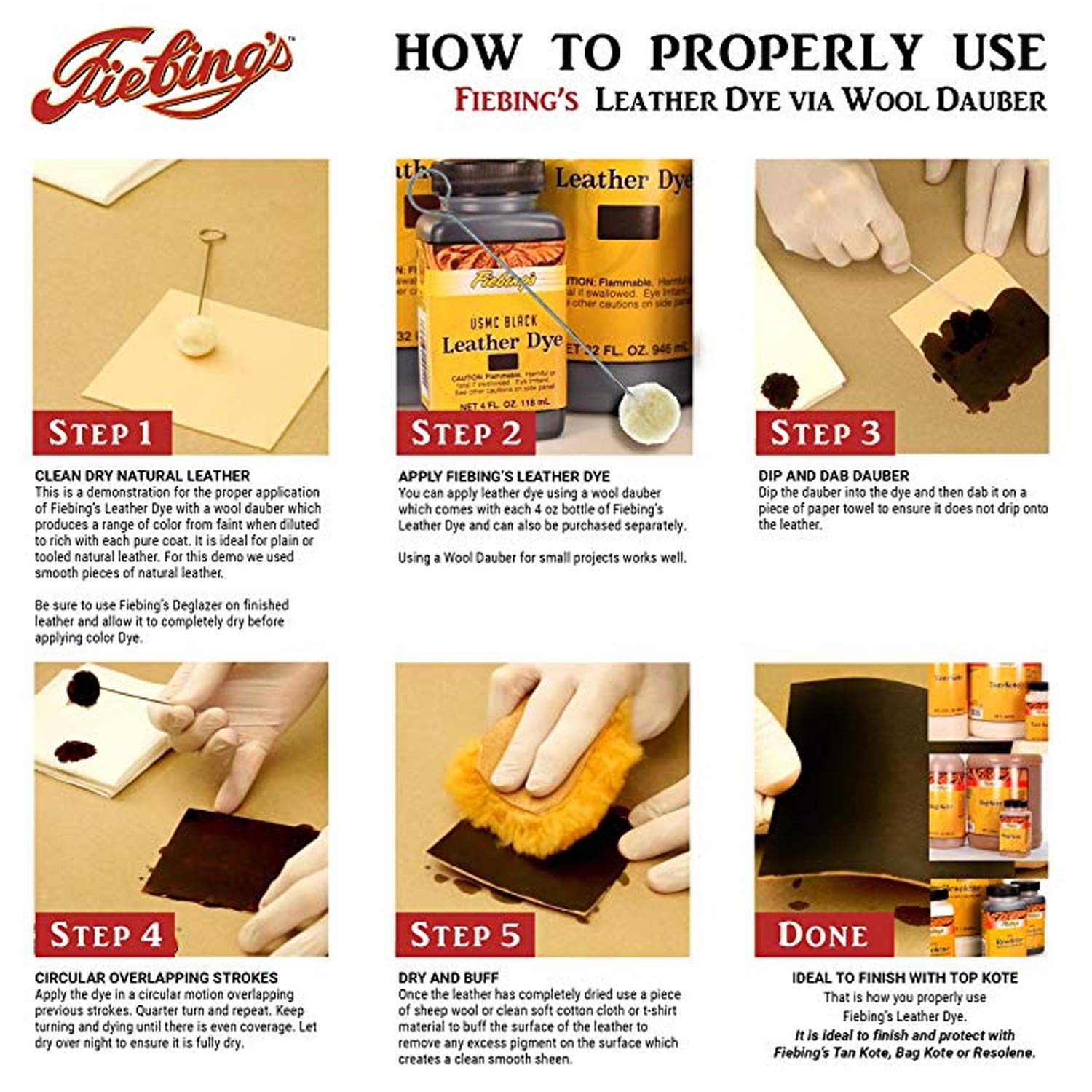 Fiebing's Leather Dye 32oz - Alcohol-Based Permanent Dye for Leather, Black, Model 50-2047-BK