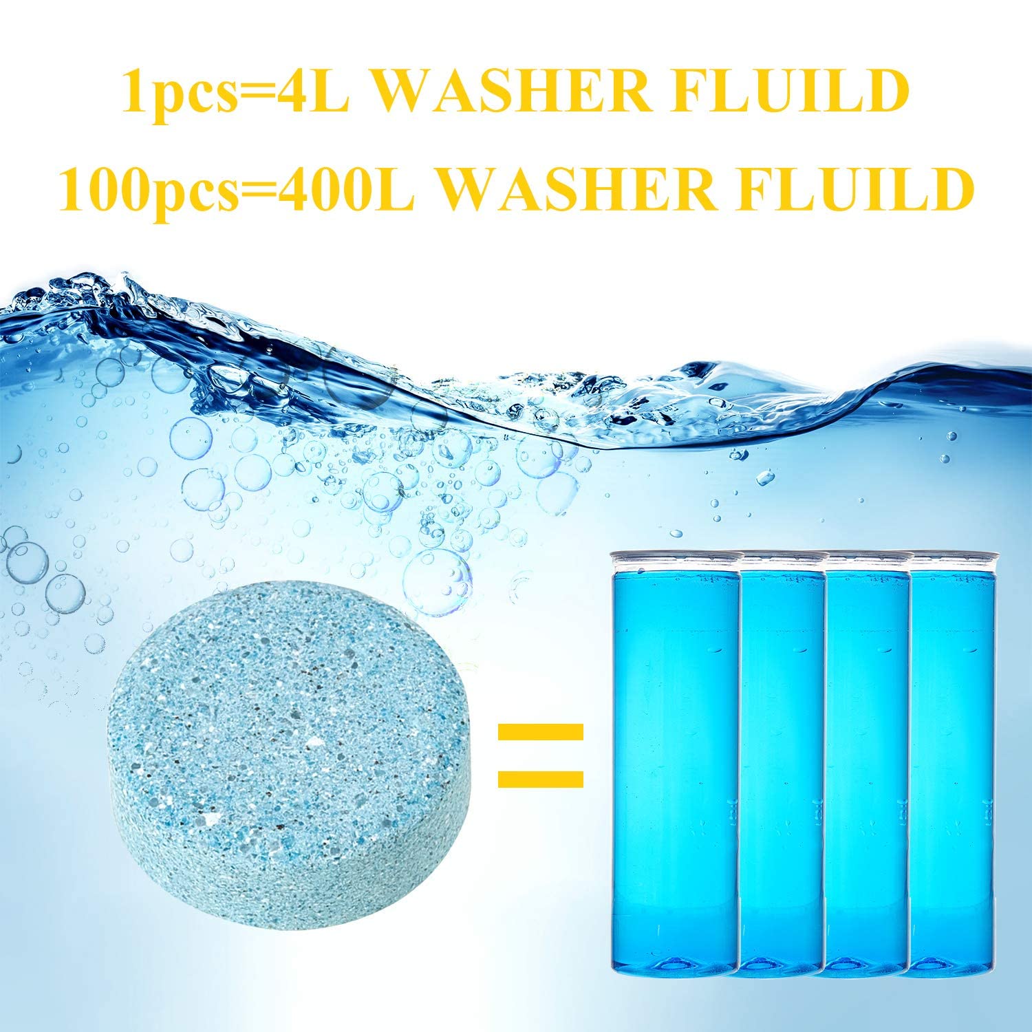 Boao Car Windshield Glass Cleaning Tablets - 100 Effervescent Washer Tablets for Auto & Home Use