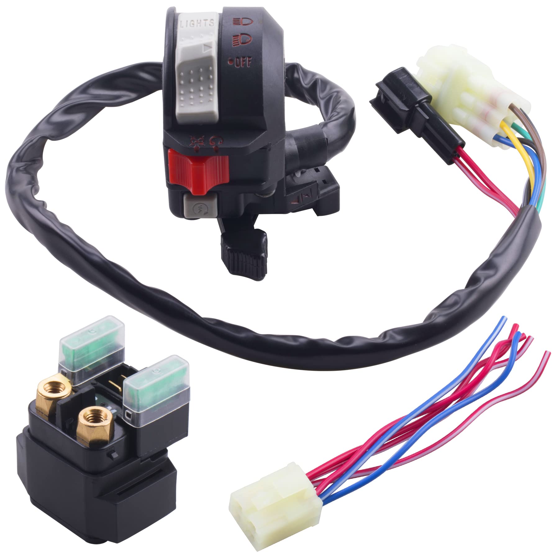 JINGKE Left Handlebar Control Engine Start Run Off Headlight Switch and SwitchStarter Solenoid Relay for Yamaha ig Bear 250 400 