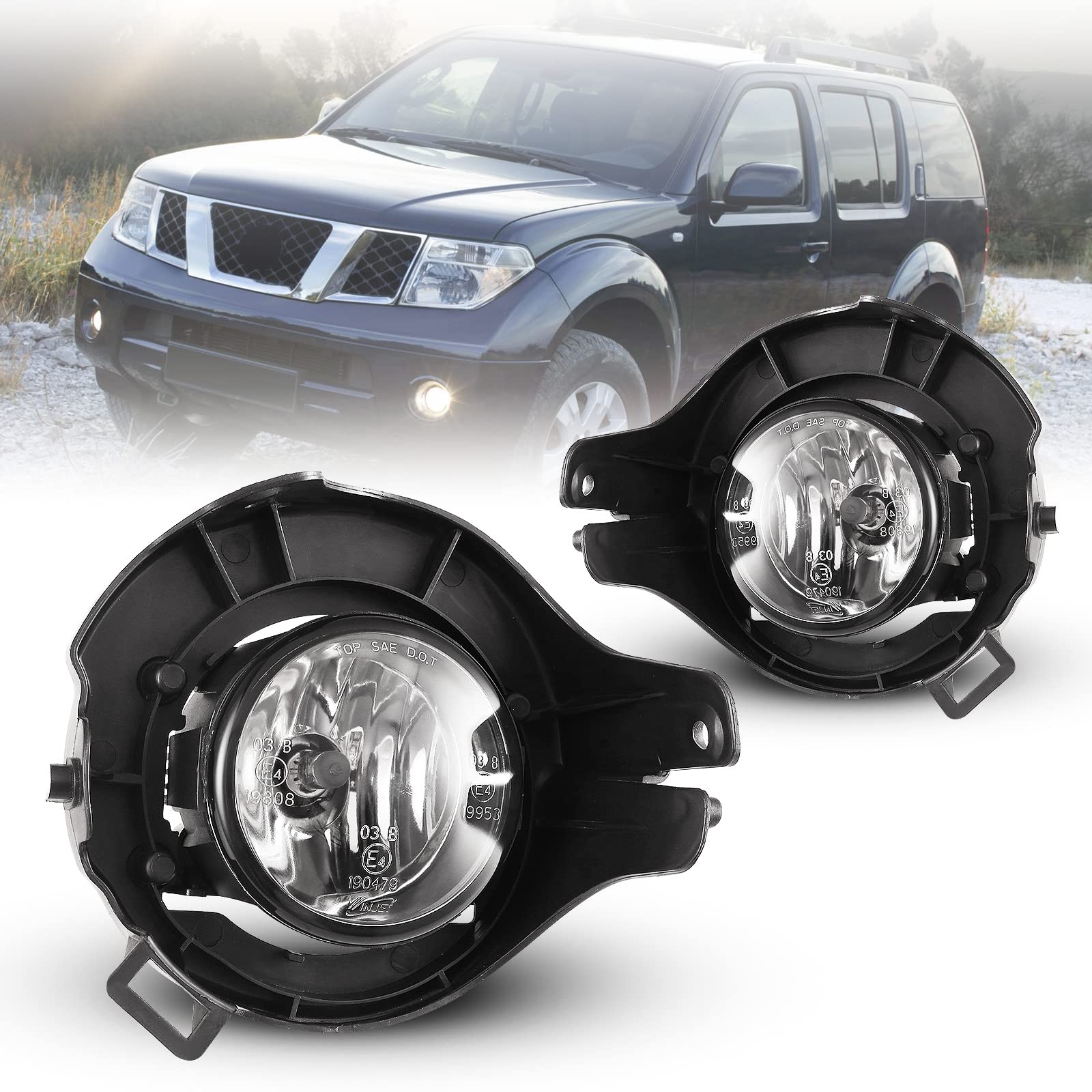 AUTOWIKI Fog Lights for 05-09 Nissan Frontier (w/Painted Bumper)/ 05-12 Nissan Pathfinder (w/Painted Bumper) 2PCS OEM Replacemen