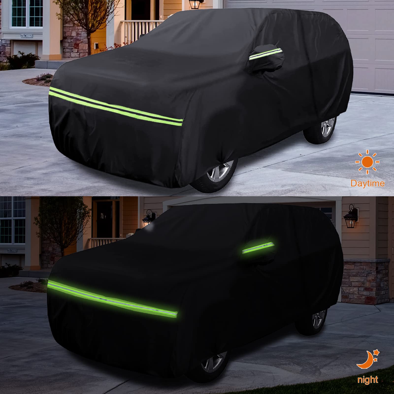 sportuli Waterproof Car Cover for 2008-2025 Ford Escape, 6 Layers, Black, All Weather Protection with Zipper Door & Windproof Bands