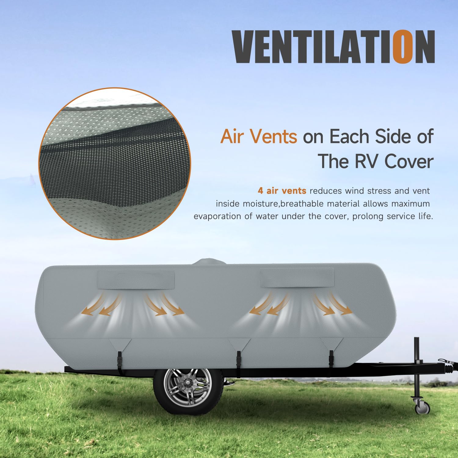 Dikasun Pop Up Camper Cover 10'-12', 7 Layers Waterproof Pop-Up Trailer Cover Anti-Uv Folding Camper Rv Cover For Motor Home