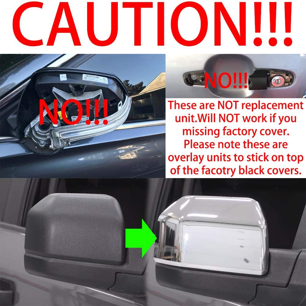 Overun 3-Layers Shiny Chrome Plated 4-Door Handle Overlay Covers Designed For R Am 1500+2500+3500
