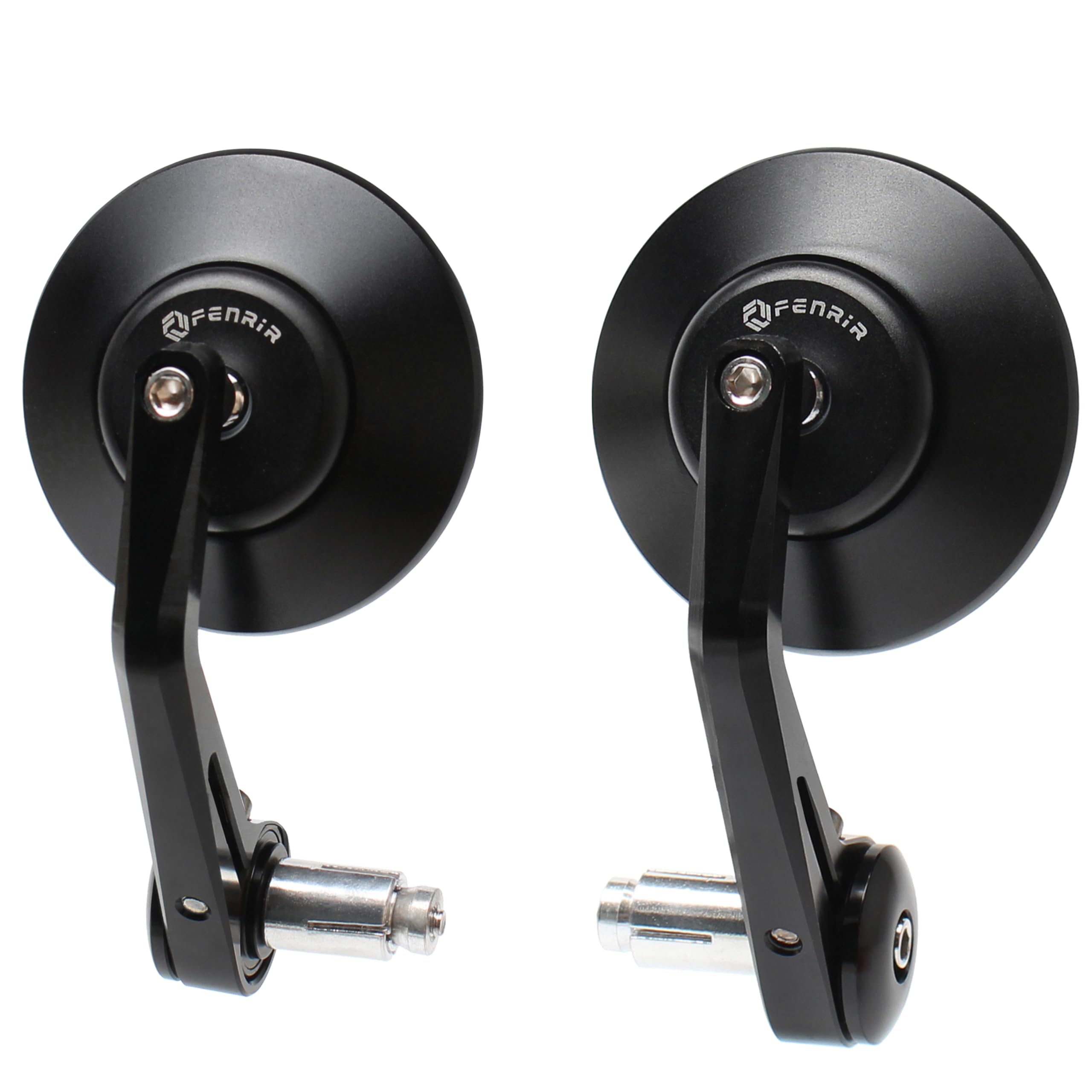 FENRIR CNC Aluminum Alloy Round Cafe Racer Retro Black Motorcycle Bar End Mirrors Side 22MM 7/8'' Inch Handlebar Mirror Universa