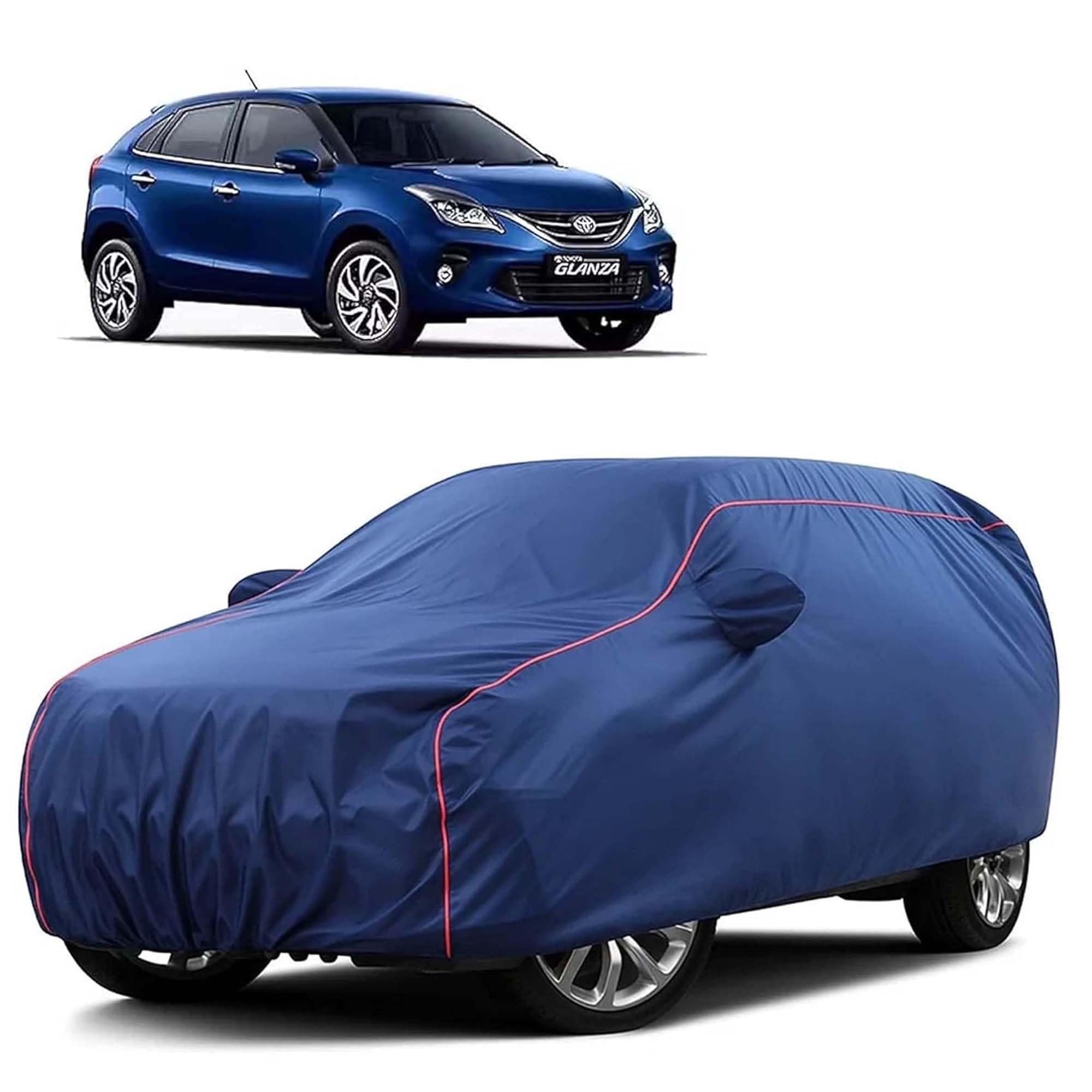 Sulfar 100% Water Resistant Car Body Cover Compatible with Mirror for Toyota Glanza(Baleno) (Triple Stitched, Full Bottom Elasti