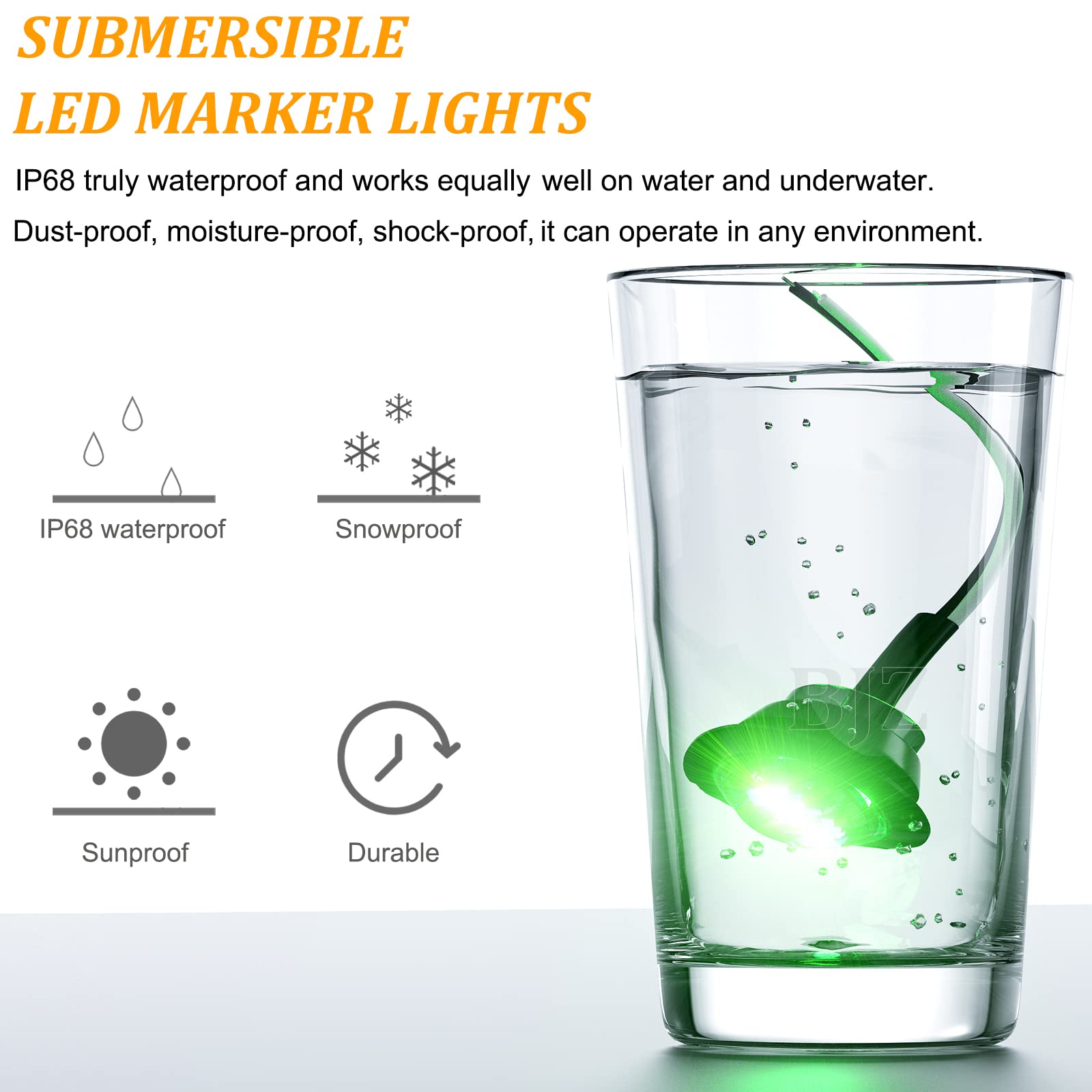 Bjz 3/4'' Led Trailer Marker Clearance Lights Green Round 12V Led Side Marker Front Rear Stop Turn Signal Tail Indicator Light W