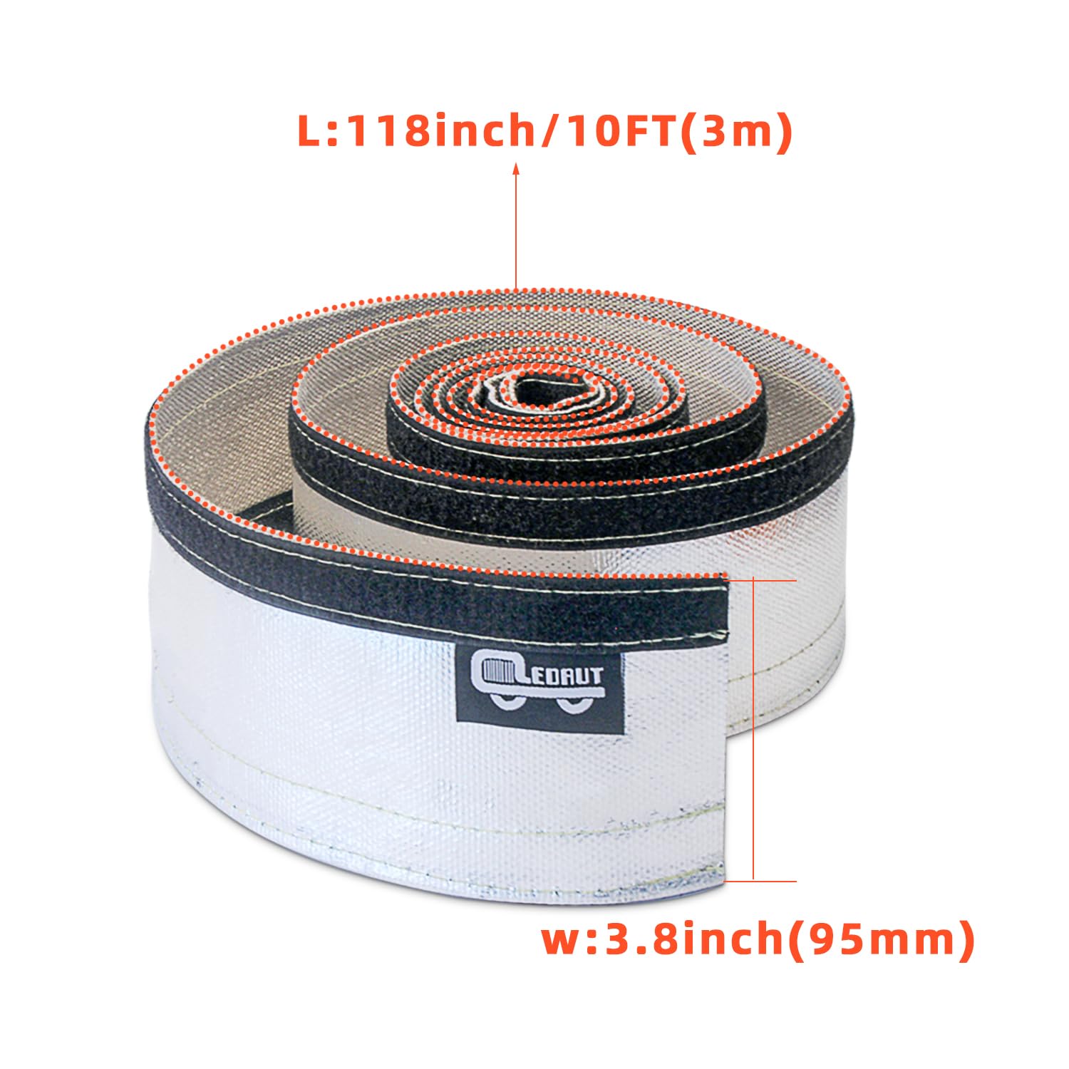Heat Shroud Sleeve Aluminized Sleeving Express Aluminized Hose and Silver Hose Wire Protection Barrier with Hook and Loop Closur