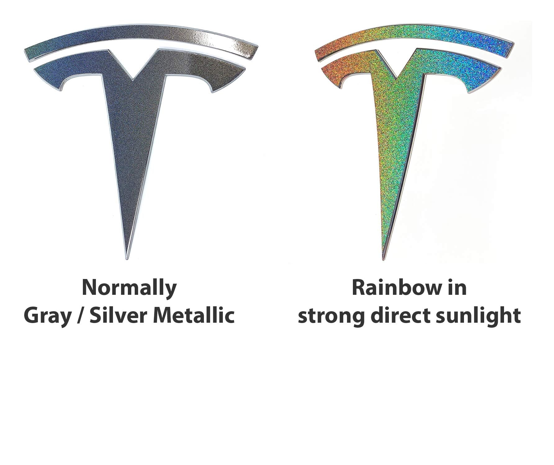 Custom Cut Graphics Tesla Model Y Decal Wrap Set - 11-pc Gloss Flip Psychedelic Silver/Rainbow Vinyl