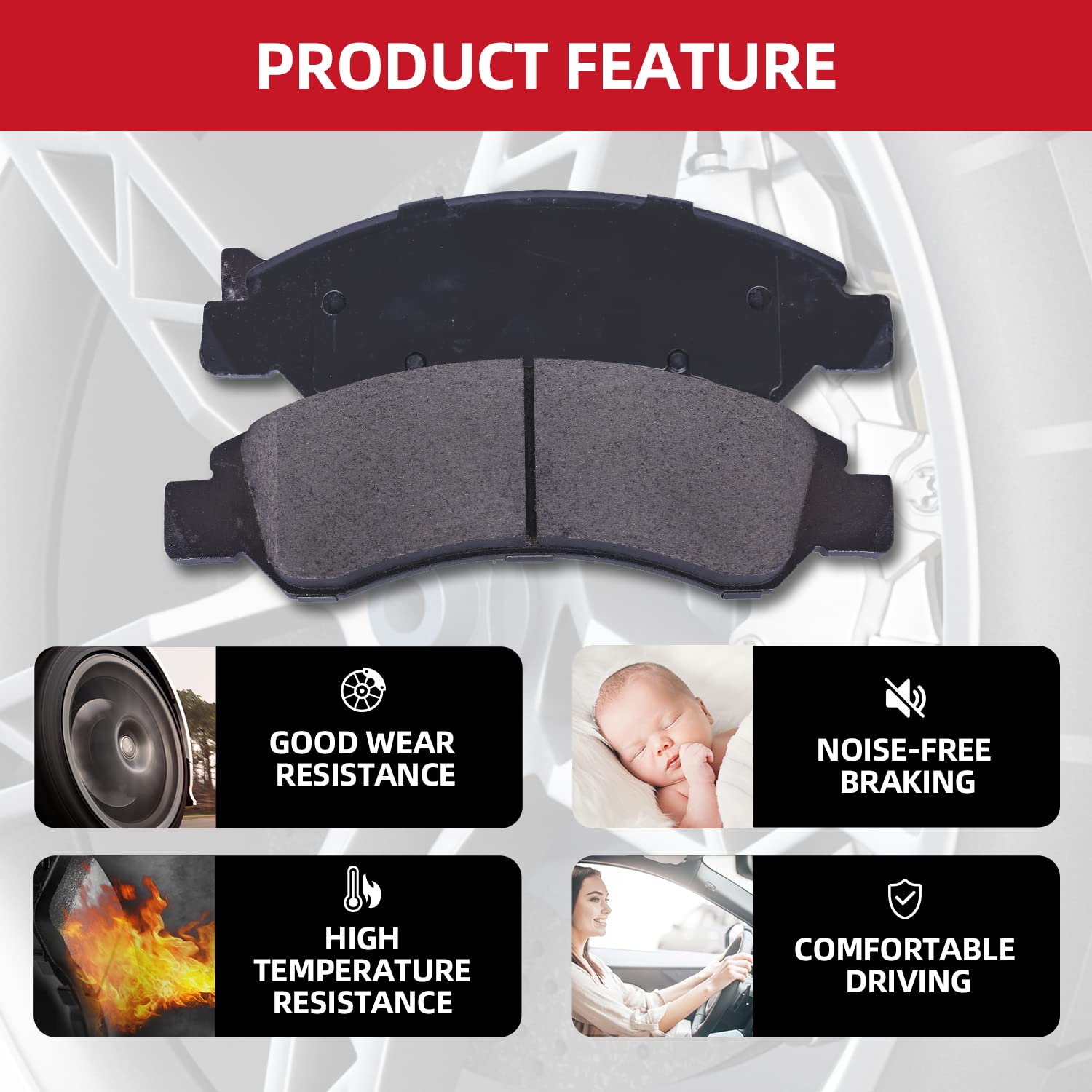 EXPPOWER Replacement For Front and Rear Ceramic Disc Brake Pads Set 15-17 Chevrolet Colorado 15-20 GMC Canyon(D1802 D1806)
