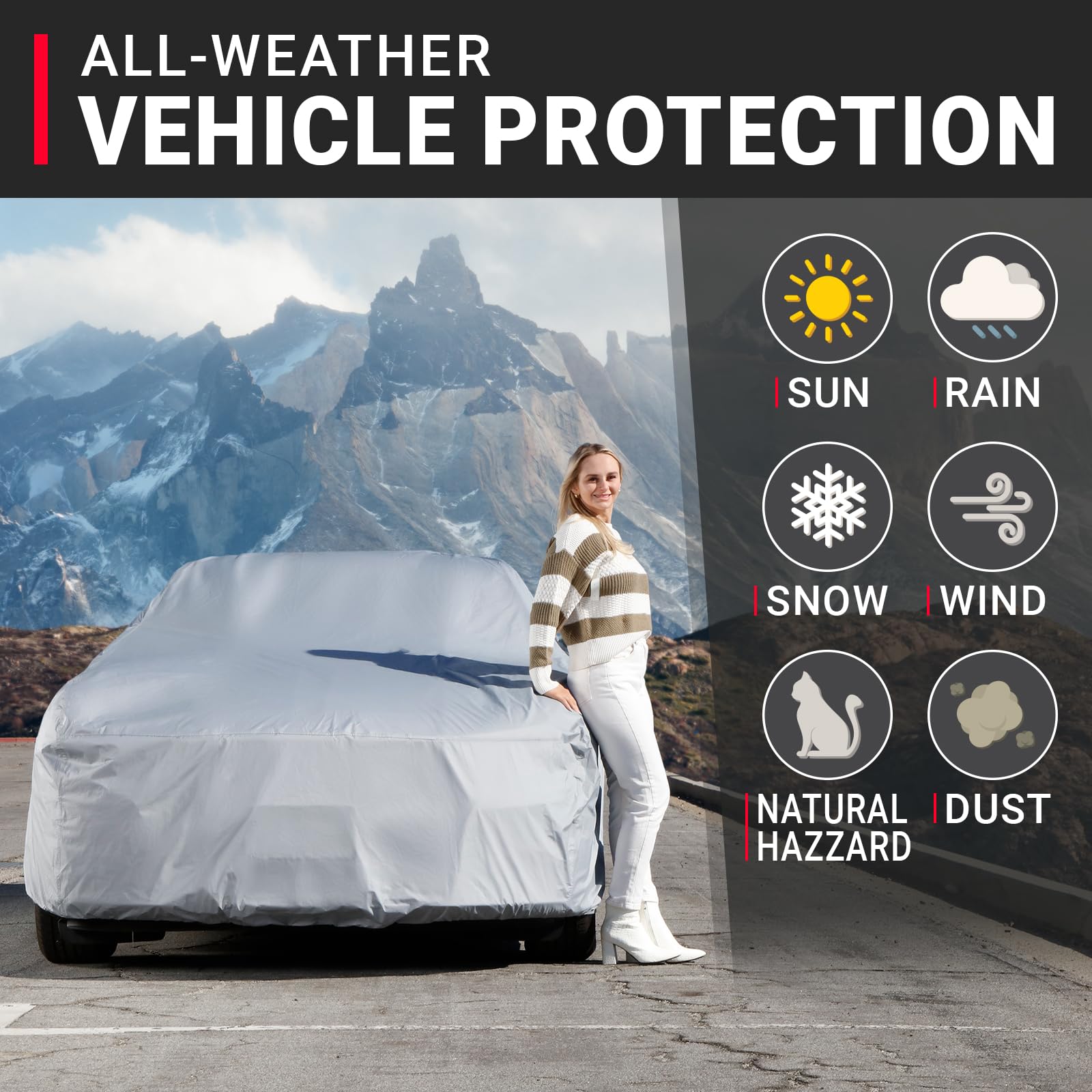 iCarCover 15-Layer Car Cover Waterproof All Weather | Premium Quality Car Covers for Automobiles, UV Protection, Chevy SSR, Nova
