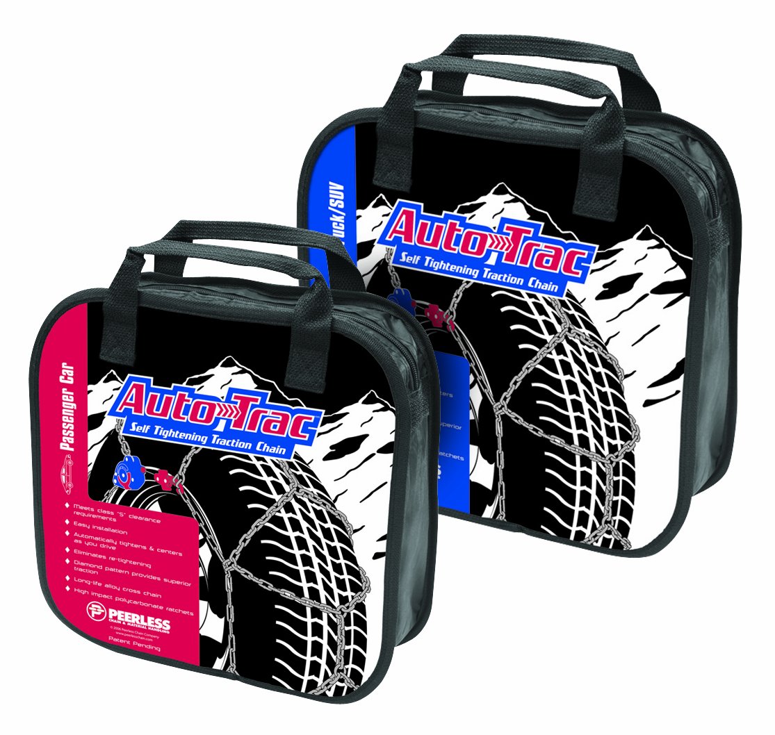 SCC Auto-Trac Light Truck/SUV Tire Traction Chain Set of 2 - Alloy Steel, Silver, Model 0232405