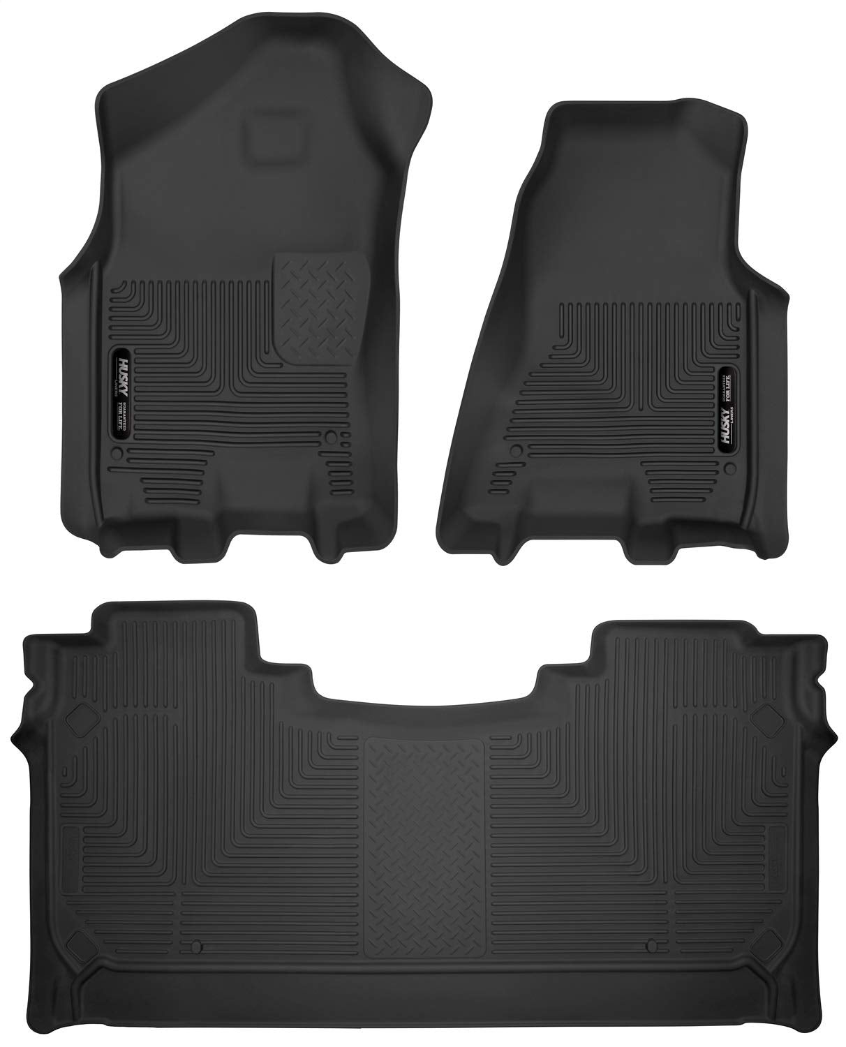 Husky Liners X-Act Contour Series | Front & 2Nd Seat Floor Liners - Black | 54608 | Fits 2019-2022 Dodge Ram 1500 Crew Cab W/O Factory Storage Box 3 Pcs