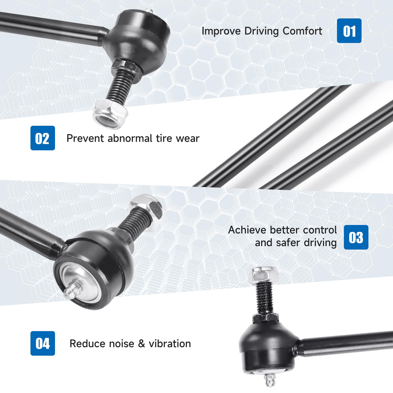 TCHENPART K750523 Front Sway Bar End Links - Steel, Compatible with 2012-2022 Hyundai Accent, 2011-2016 Elantra, 2014-