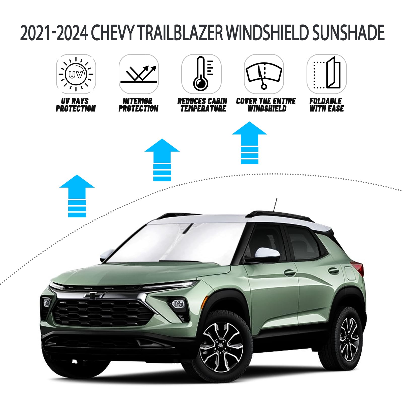 D-Lumina Windshield Sun Shade For 2021-2024 Chevy Trailblazer Accessories, Front Window Sunshade Sun Visor Protector Block Uv Ra