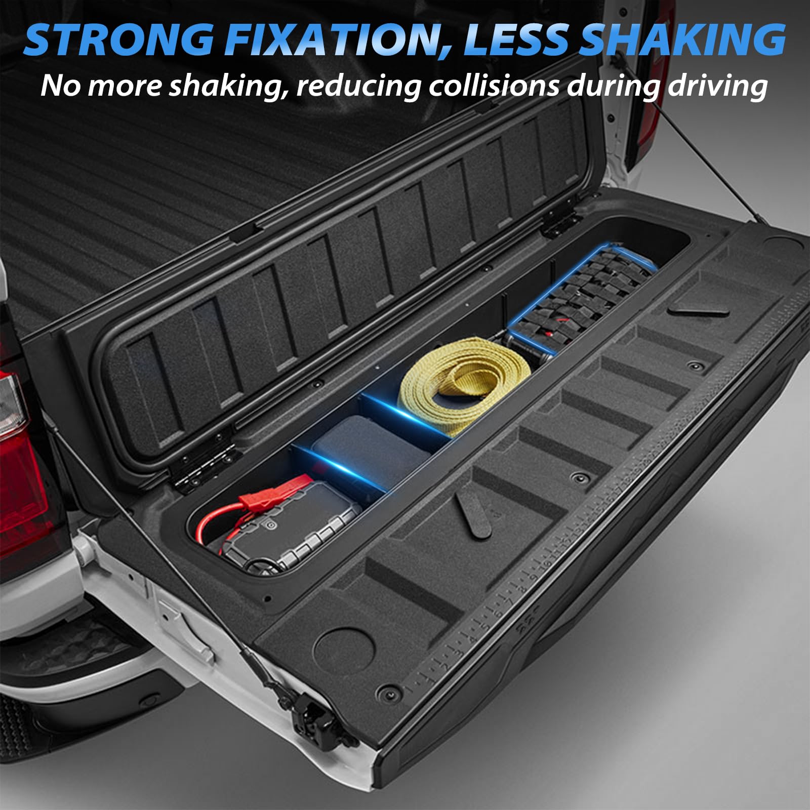 TECHPICCO Tailgate Organizer Set for Chevy Colorado/GMC Canyon 2023+ | Durable Stainless Steel & ABS-Plastic, Model WMSNTZ-Colorado Canyon-BK