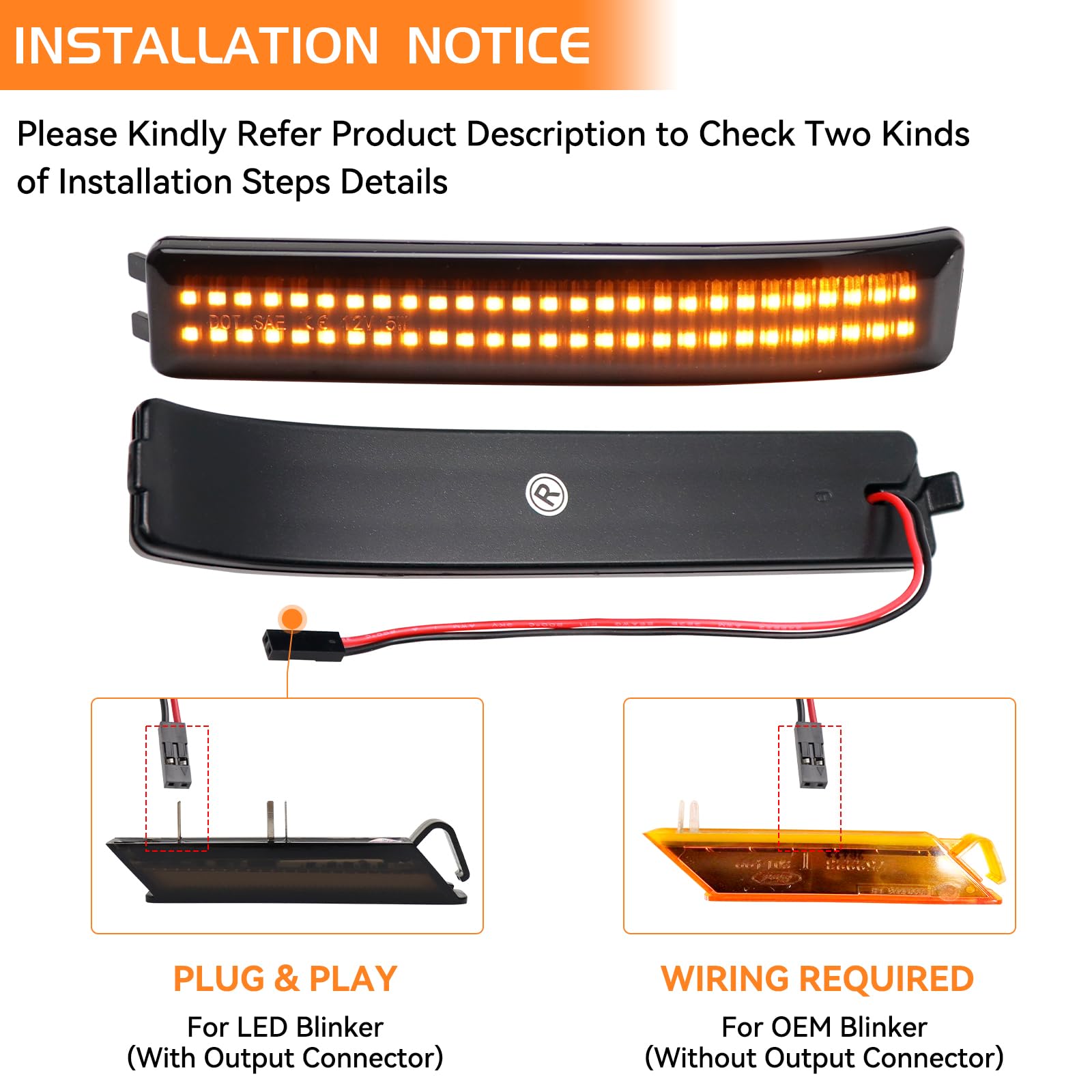 Fetonauto Sequential Side Mirror Reflector Led Turn Signal Lights For Ford F150 Raptor Svt 2009 2010 2011 2012 2013 2014, Smoked Lens Dynamic Amber Mirror Indicator