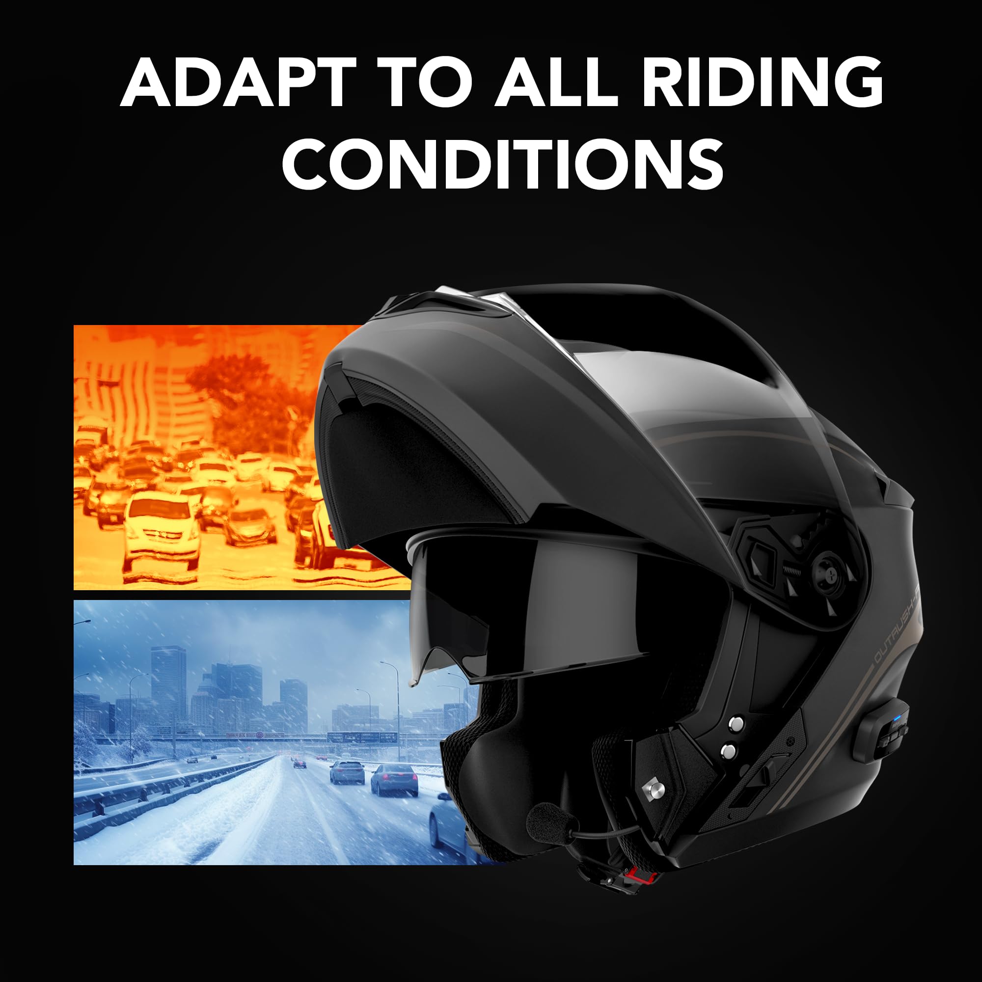 Sena Outrush R Bluetooth Modular Motorcycle Helmet, Large, Gloss White, Polycarbonate ABS, Model OUTRUSHR-GW00L3