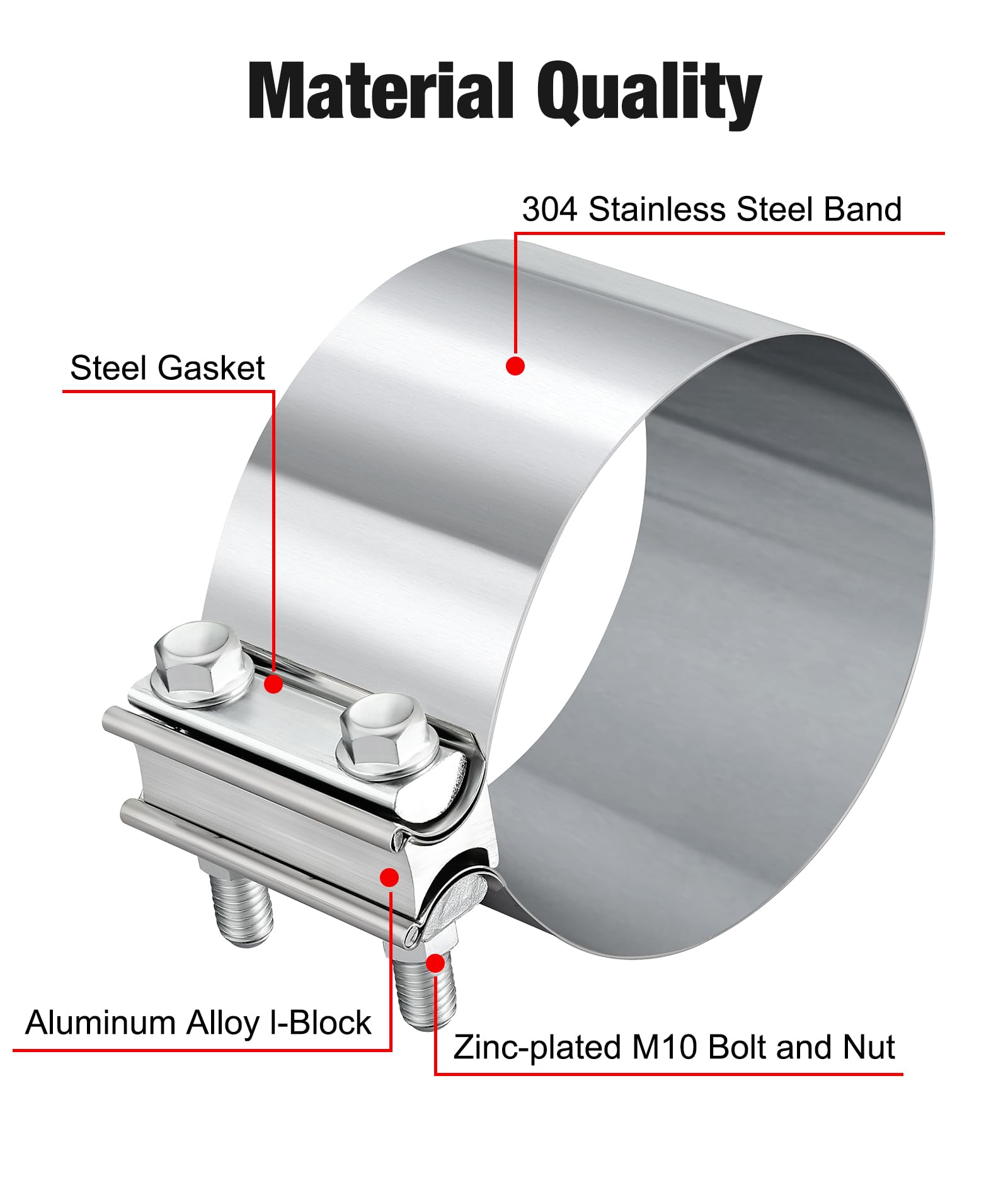 Evil Energy 5.0 Inch Exhaust Clamp,Butt Joint Band Clamp Sleeve Coupler Stainless Steel For Pipes,Mufflers,Catalytic Converters