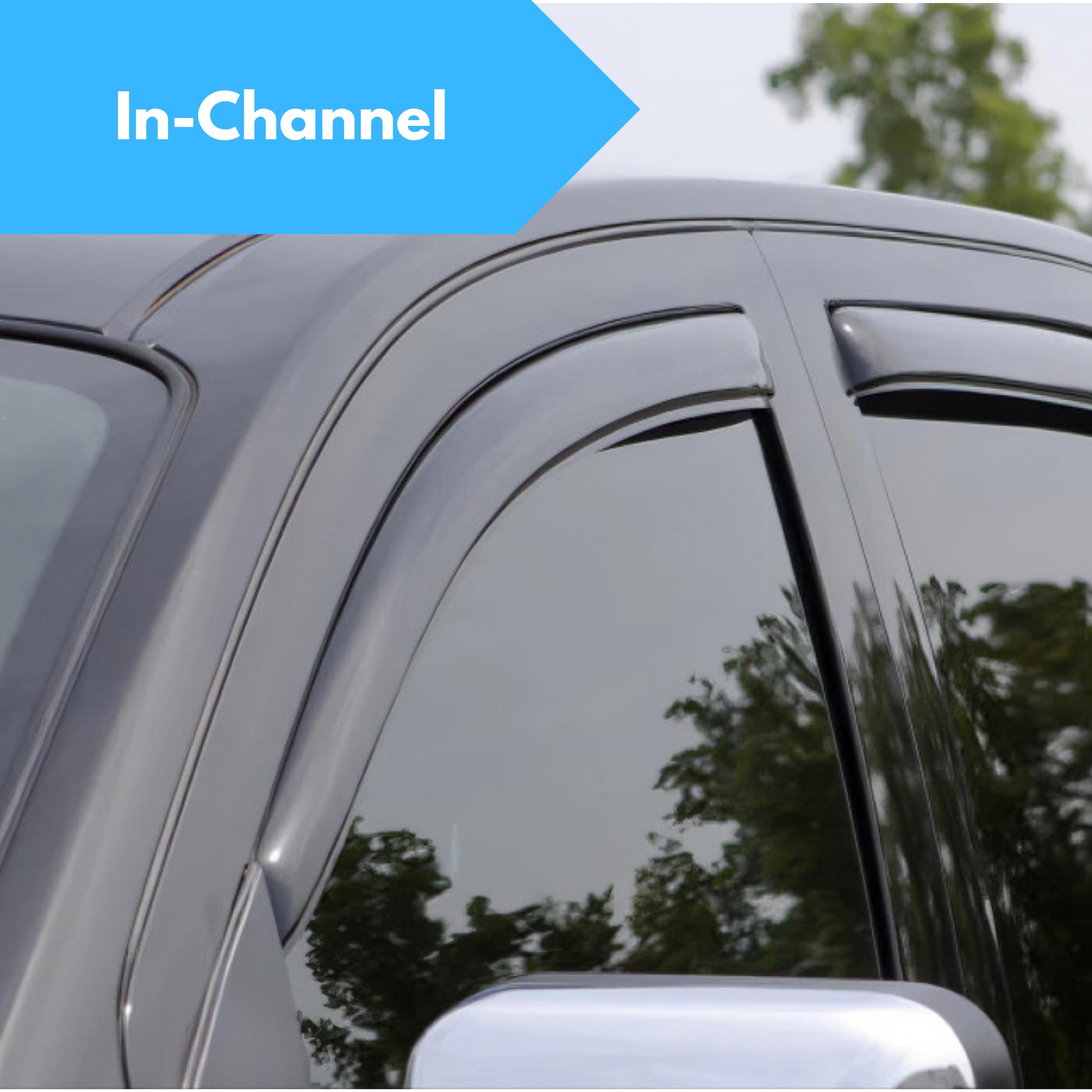 KPY Window Visor Compatible with 1992-2006 Ford E150 E250 E350 E450 E550 Super Duty, Rain Guard Window Vent Deflectors Tape-On f