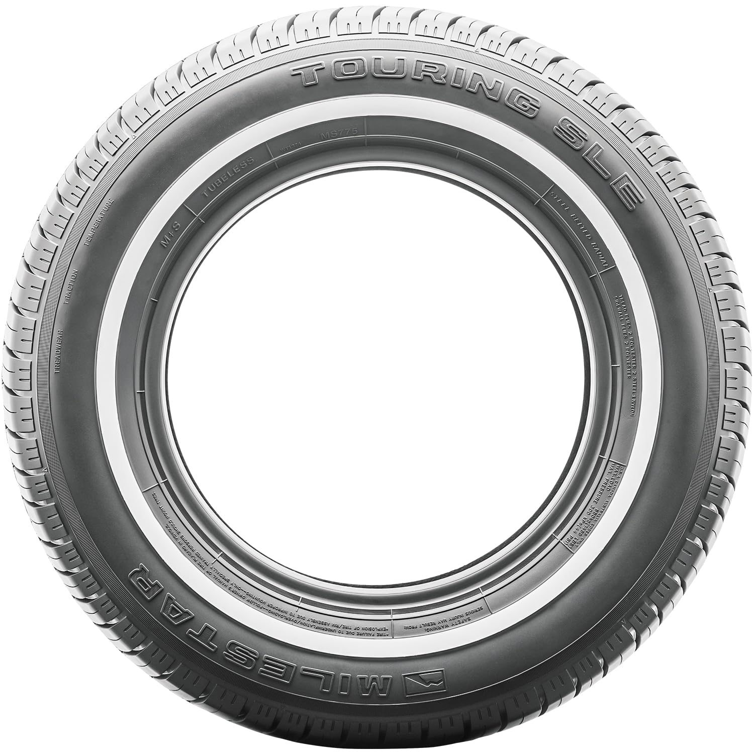 Milestar MS775 All-Season Tire - P155/80R13, White Wall, Synthetic Rubber, Model 24160016