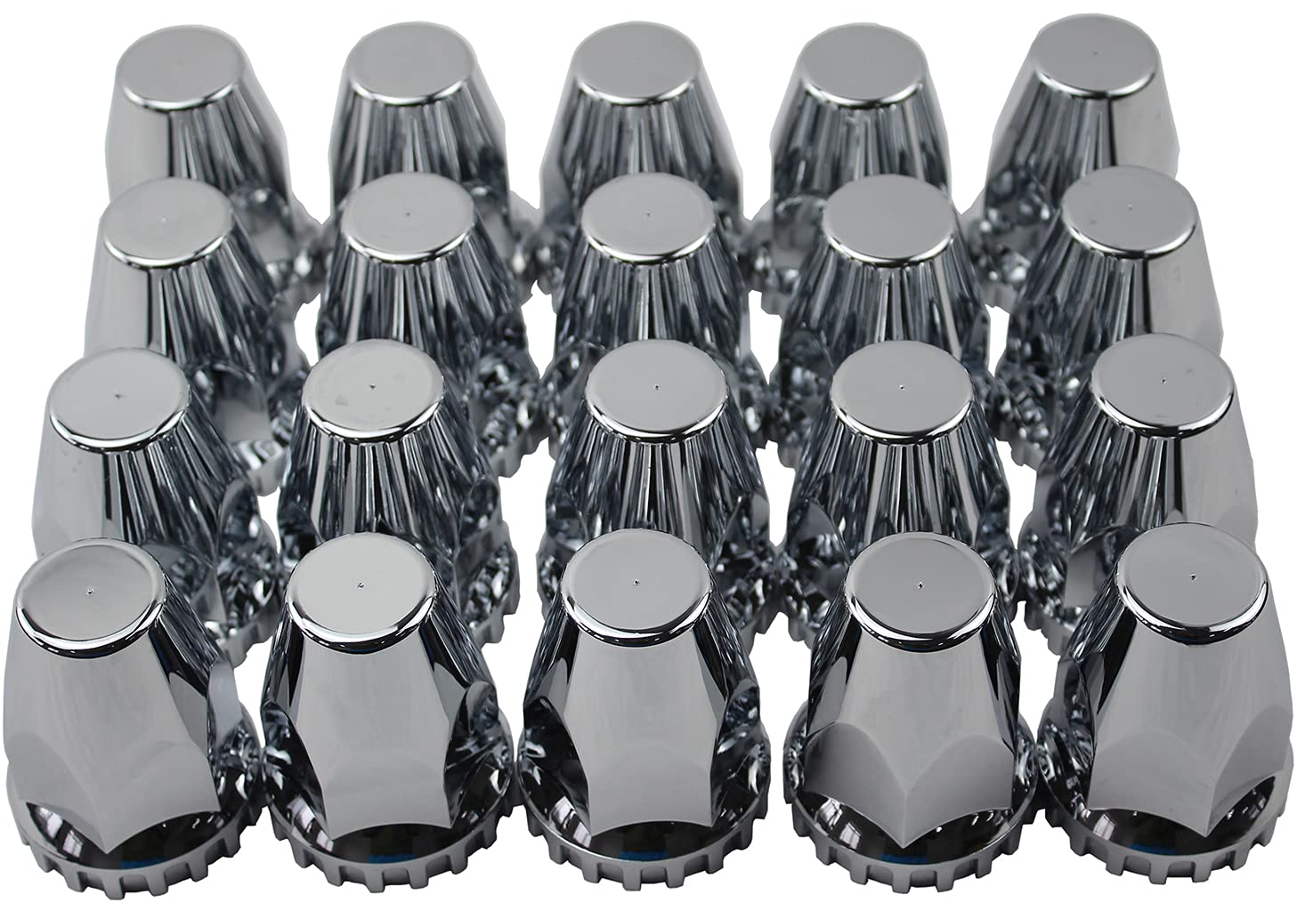 JIUXI ABS Chrome Plastic 33mm Thread-on Standard Lug Nut Covers for Semi Trucks (Pack of 20)