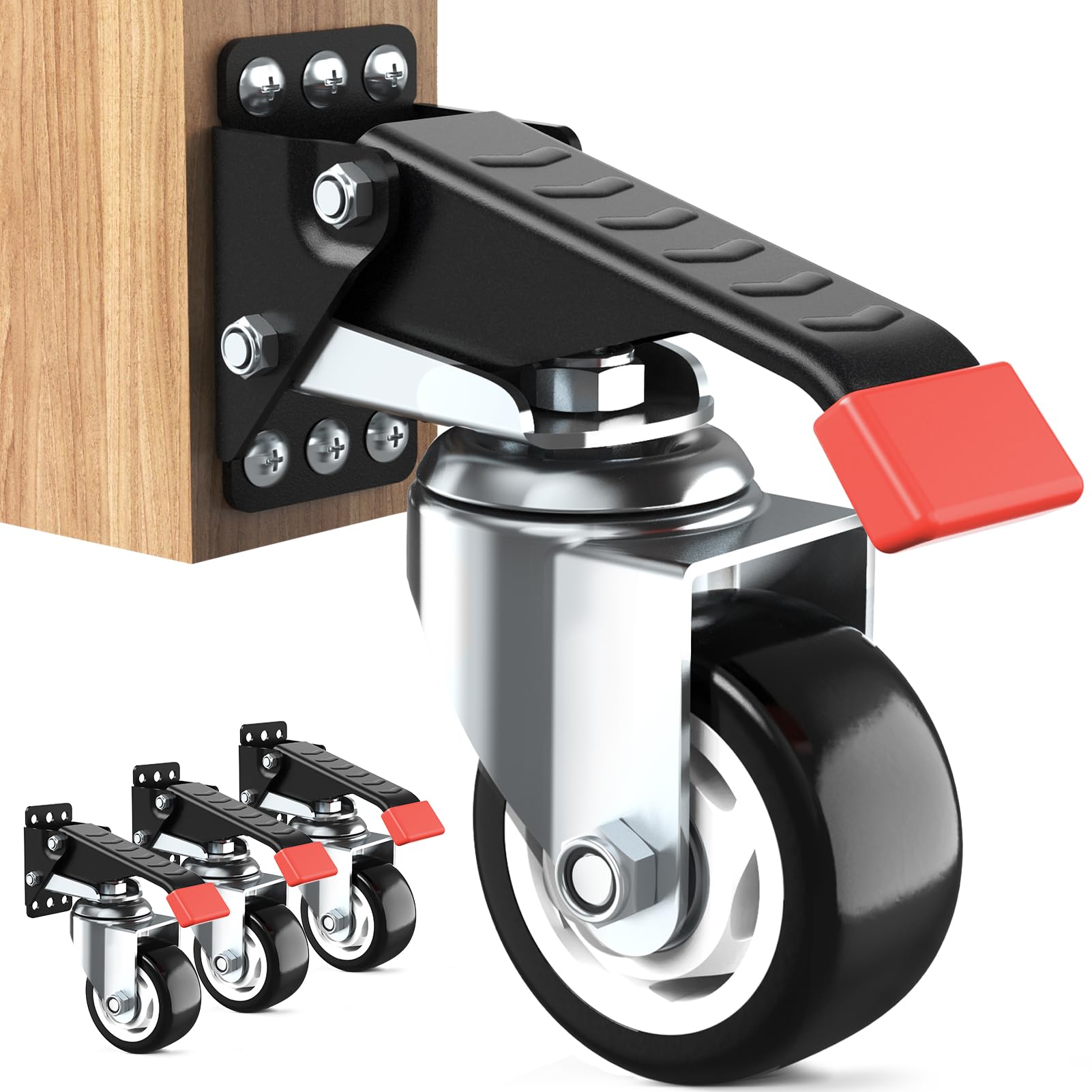 Spacekeeper Workbench Casters Kit 880 Lbs - 3 Inch Heavy Duty Retractable Caster Designed For Workbenches Machinery & Tables, 4  -Like New