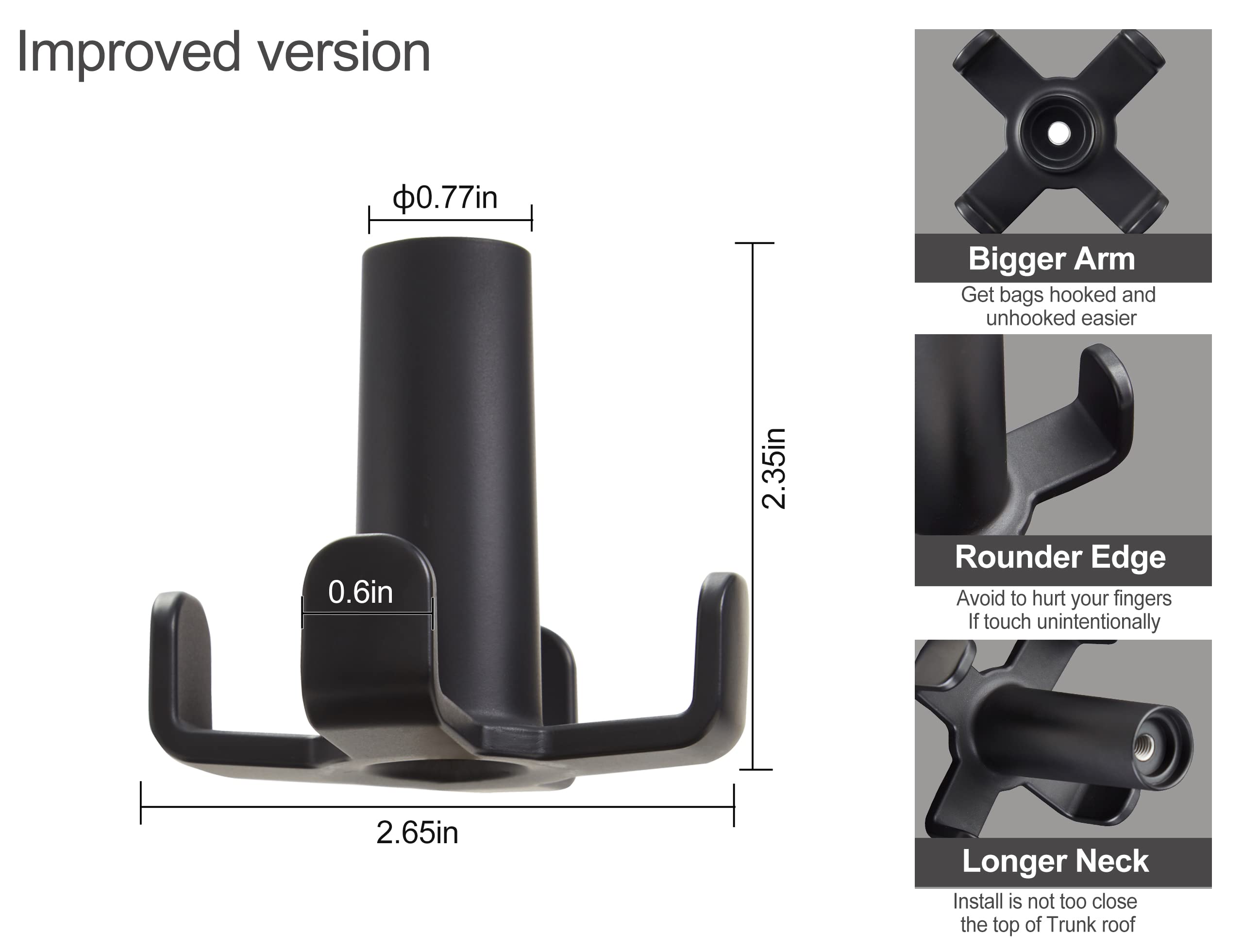 Aoditeck Model 3 Trunk Hook Aluminum Trunk Grocery Bag Hook For 2016-2025 Tesla Model 3 Metal Tote Grocery Bag Holder, Interior