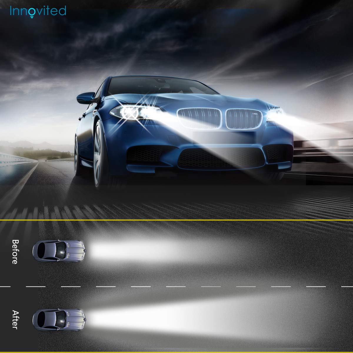 Innovited 9004 9007 6000K (W/High Halogen) Hid Xenon Bulb Bundle With 55W Inoac Slim Ballast (Cool White)