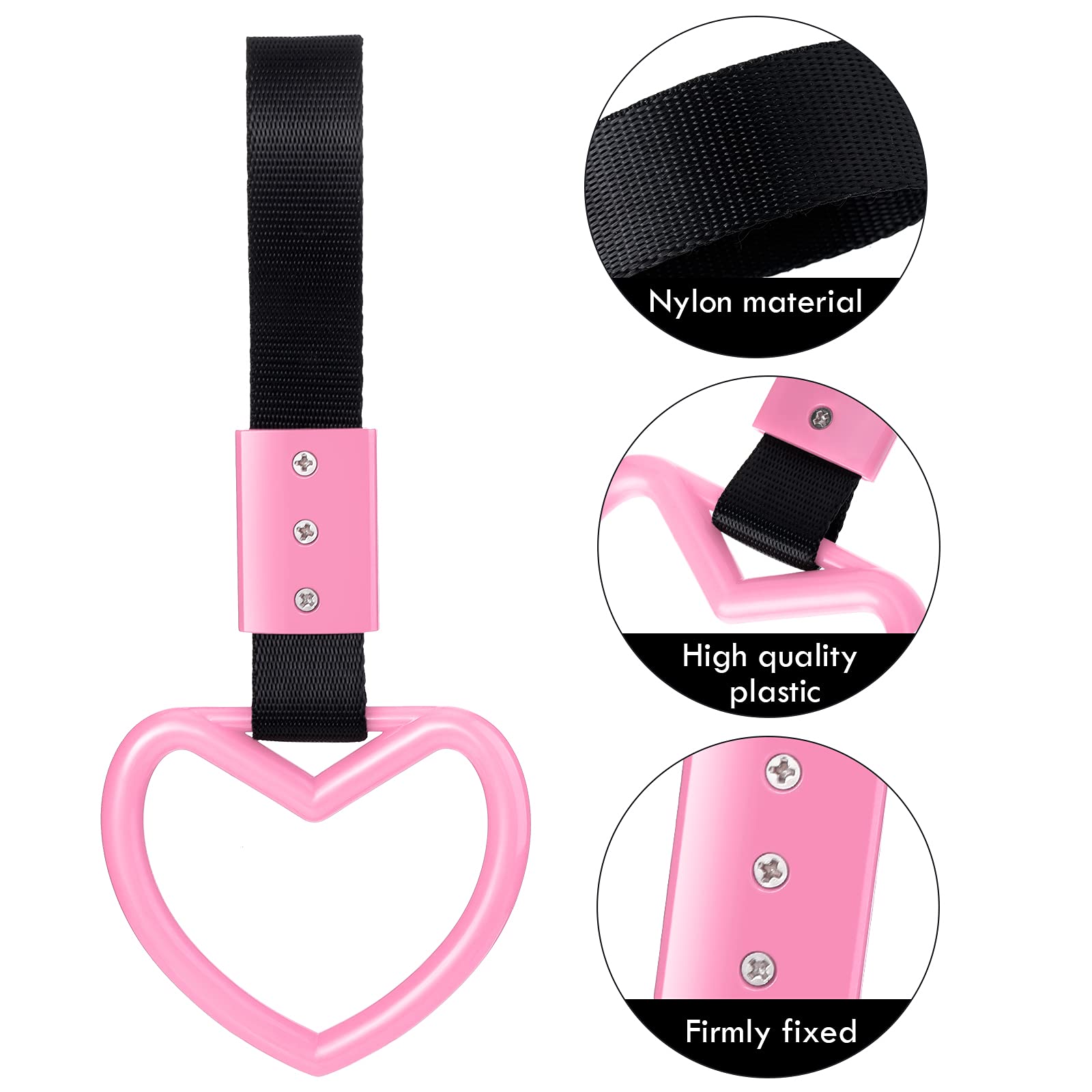BBTO 2 Pieces Heart shaped Car Handle Straps Drift Charm Rear Bumper Warning Ring Decor Subway Bus Broken Heart Handle for Car I
