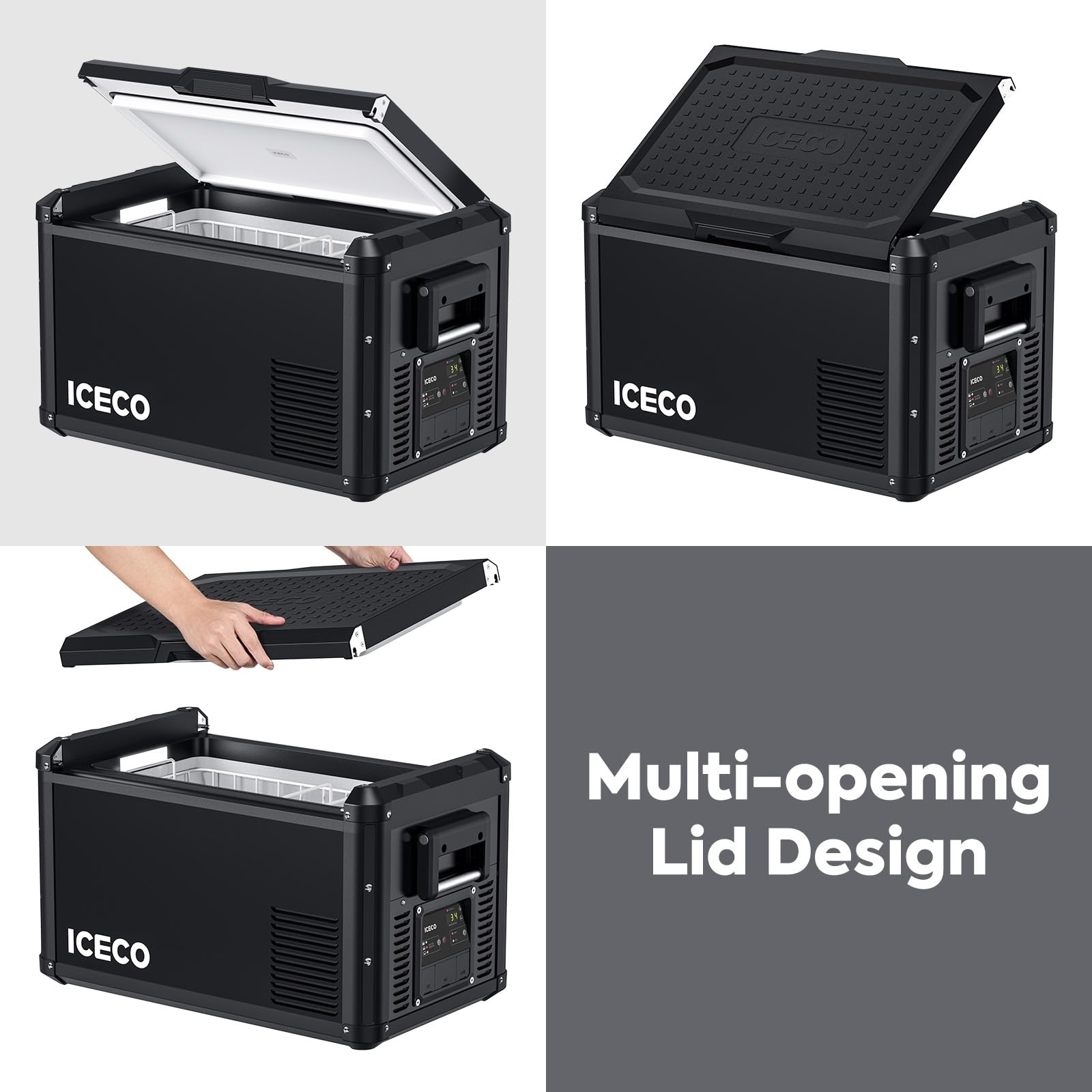 Iceco Vl35 Pros 35 Liters Portable Refrigerator, Multi-Directional Lid, Dual Usb & Dc 12/24V, Ac 110-240V, Steel Compact Refrige