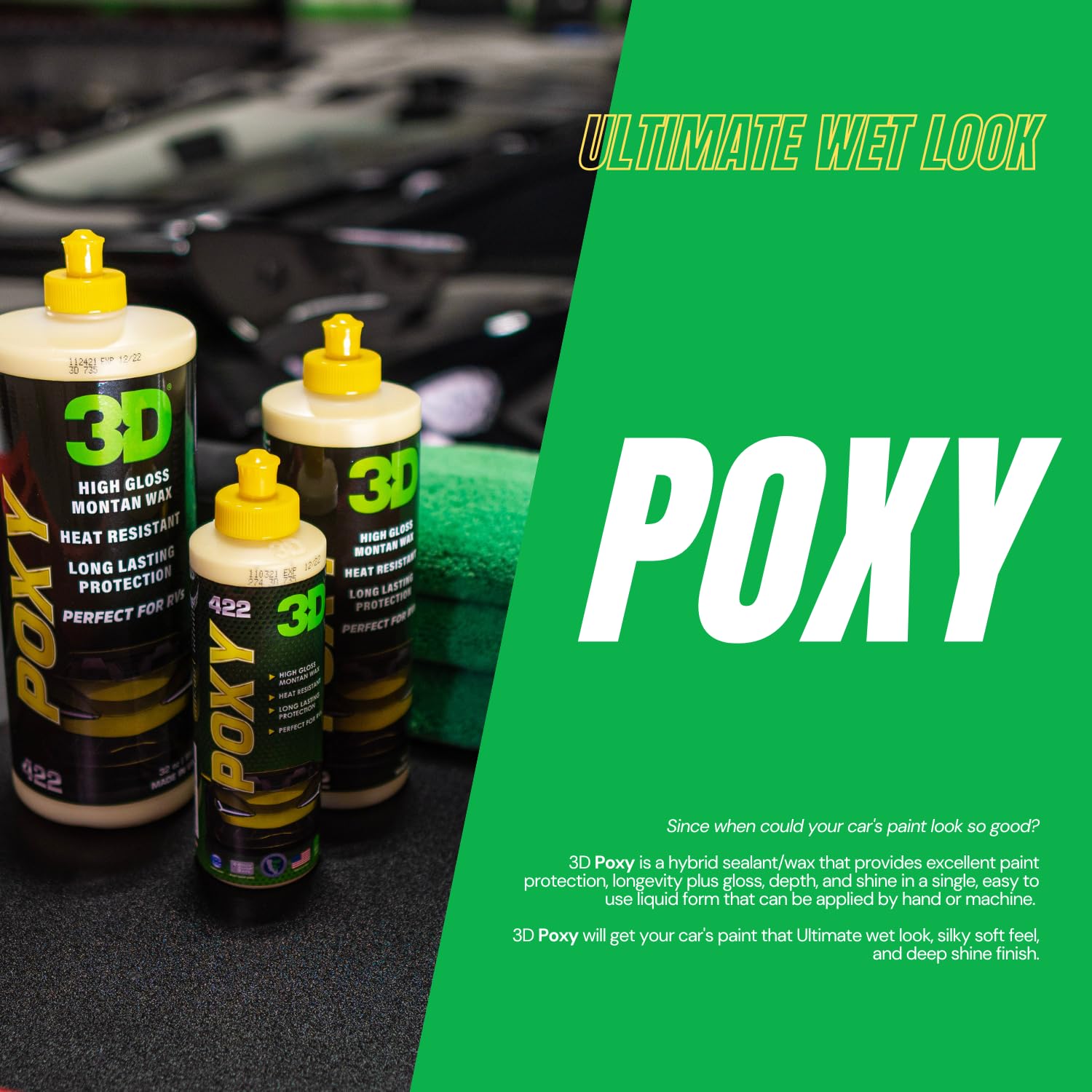 3D Poxy Montan Car Wax - High Gloss Sealant - 8oz - Long Lasting Protection for Cars, RVs, and Boats - Non-Staining, Deep Shine