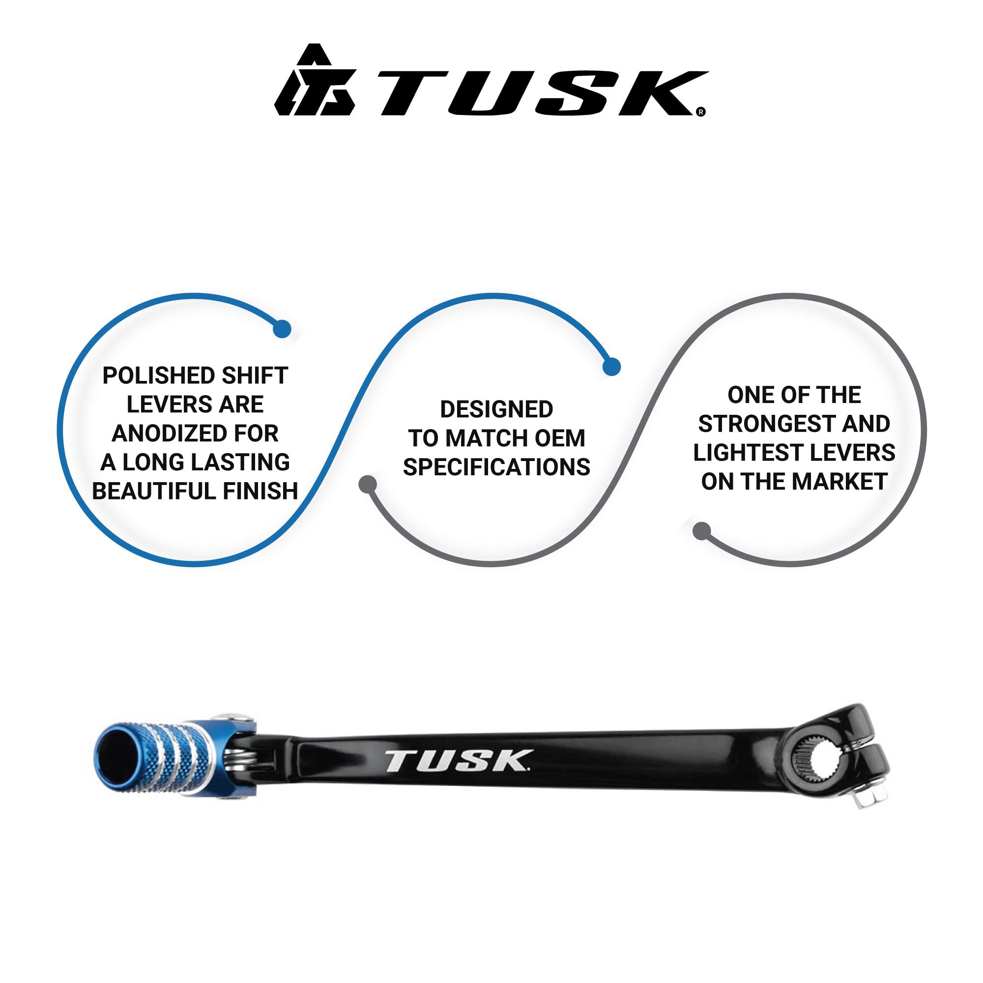 Tusk Racing Folding Shift Lever Black/Blue Tip Compatible With Yamaha Tw200 1990-2021