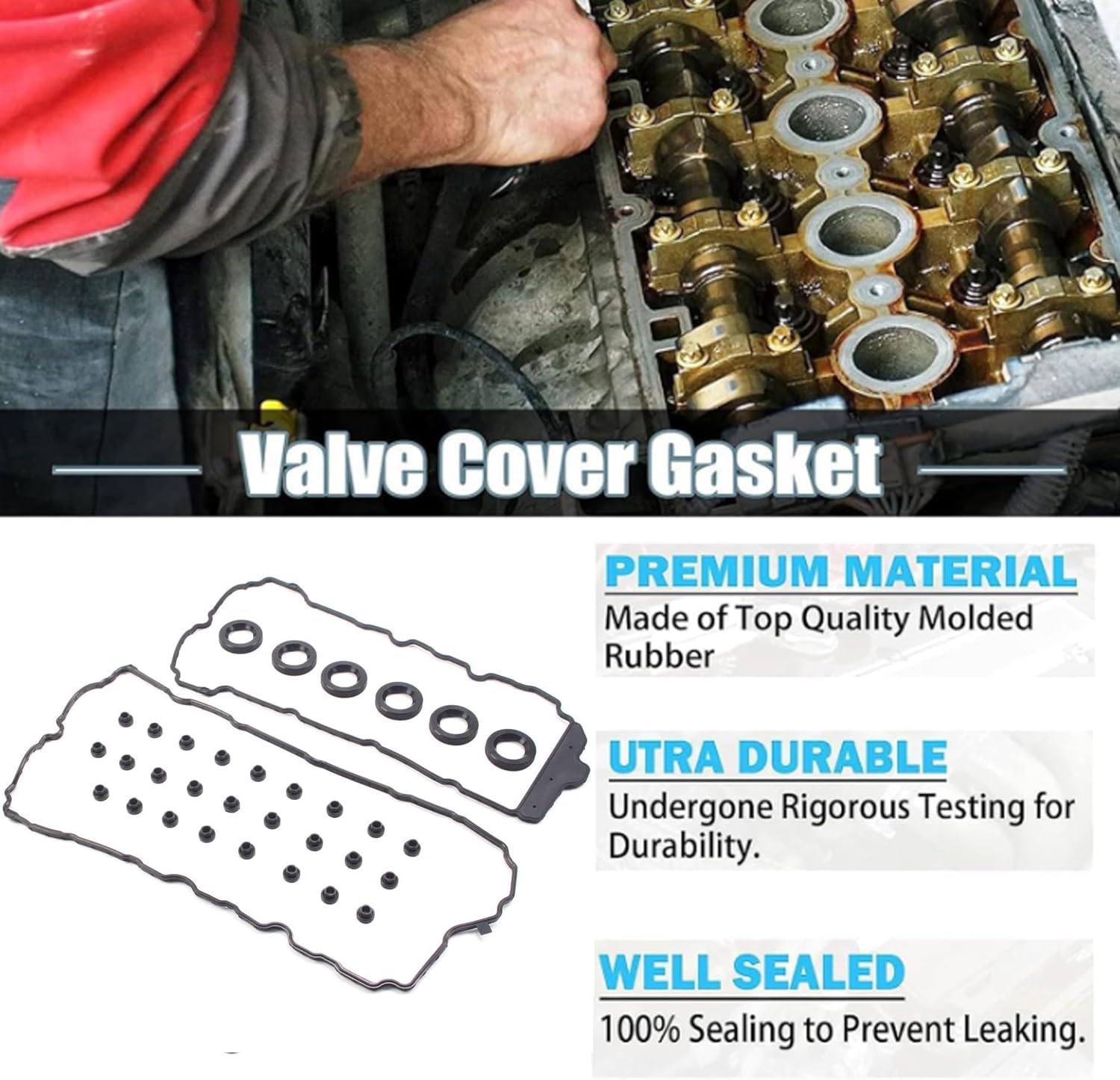AUCERAMIC VS50808R Engine Valve Cover Gasket Set Fit for 2008-2016 Buick Enclave, Cadillac CTS XTS STS, Chevy Impala Traverse Eq