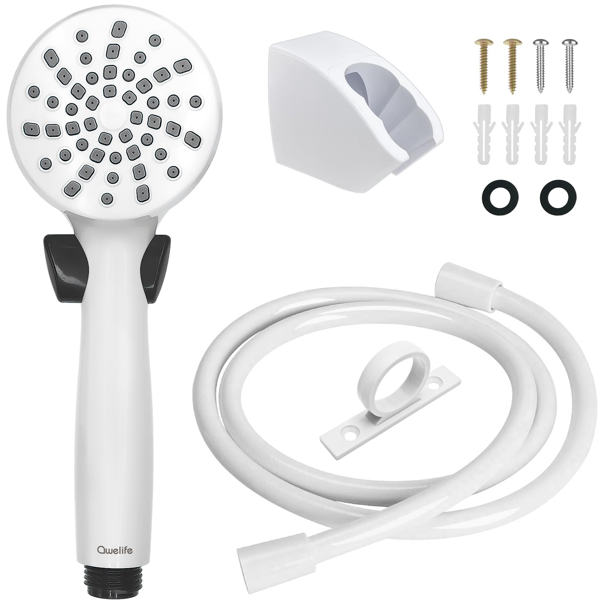 Rv Shower Head With Hose And On Off Switch (Trickle), Water Saving High Pressure Shower Head With Hose Guide Ring, Shower Holder