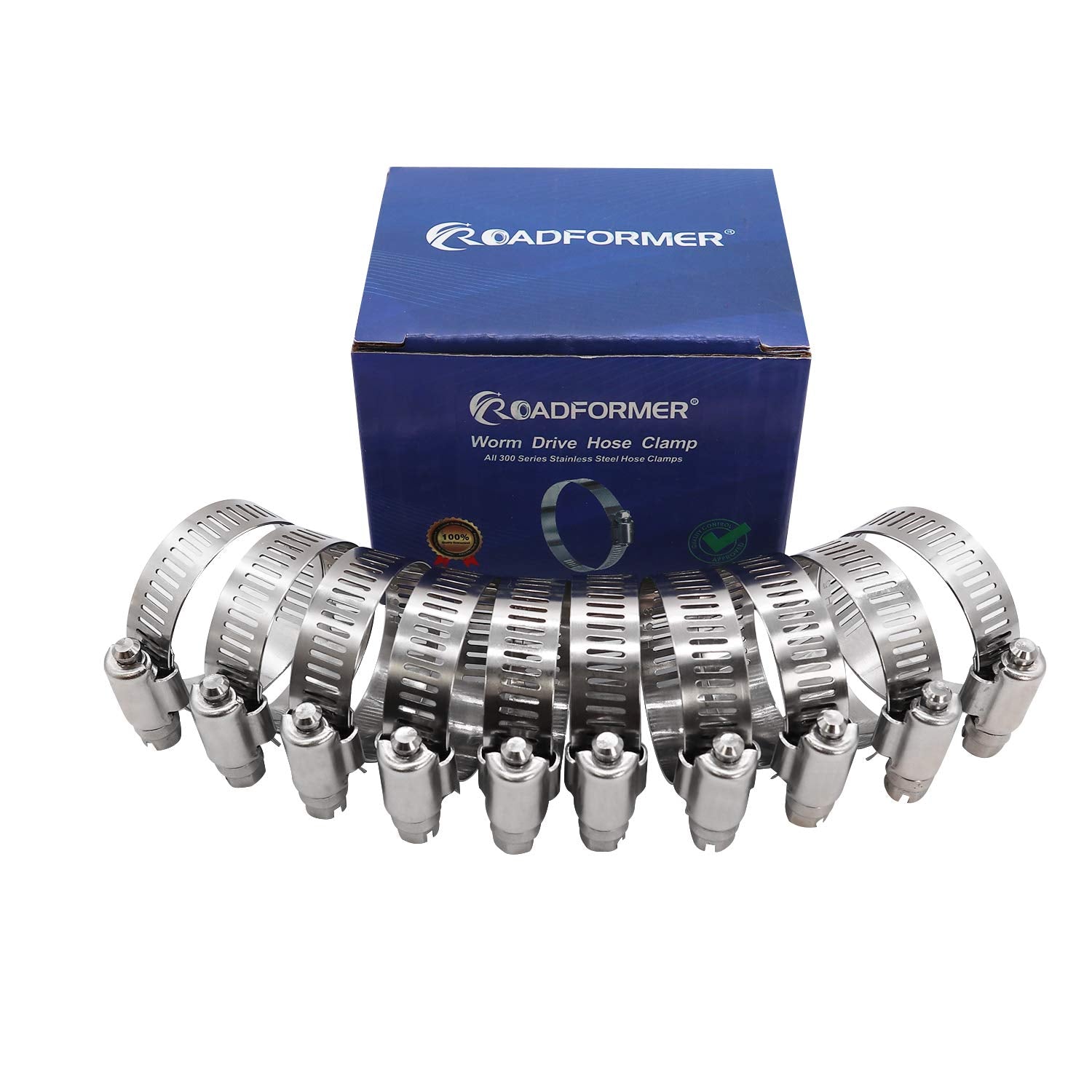 Roadformer 0.5'' Worm Gear Hose Clamp - Sae 8 Size, Full Stainless Steel With 1/2'' Band Width, Working Range 11Mm - 23Mm Hose C