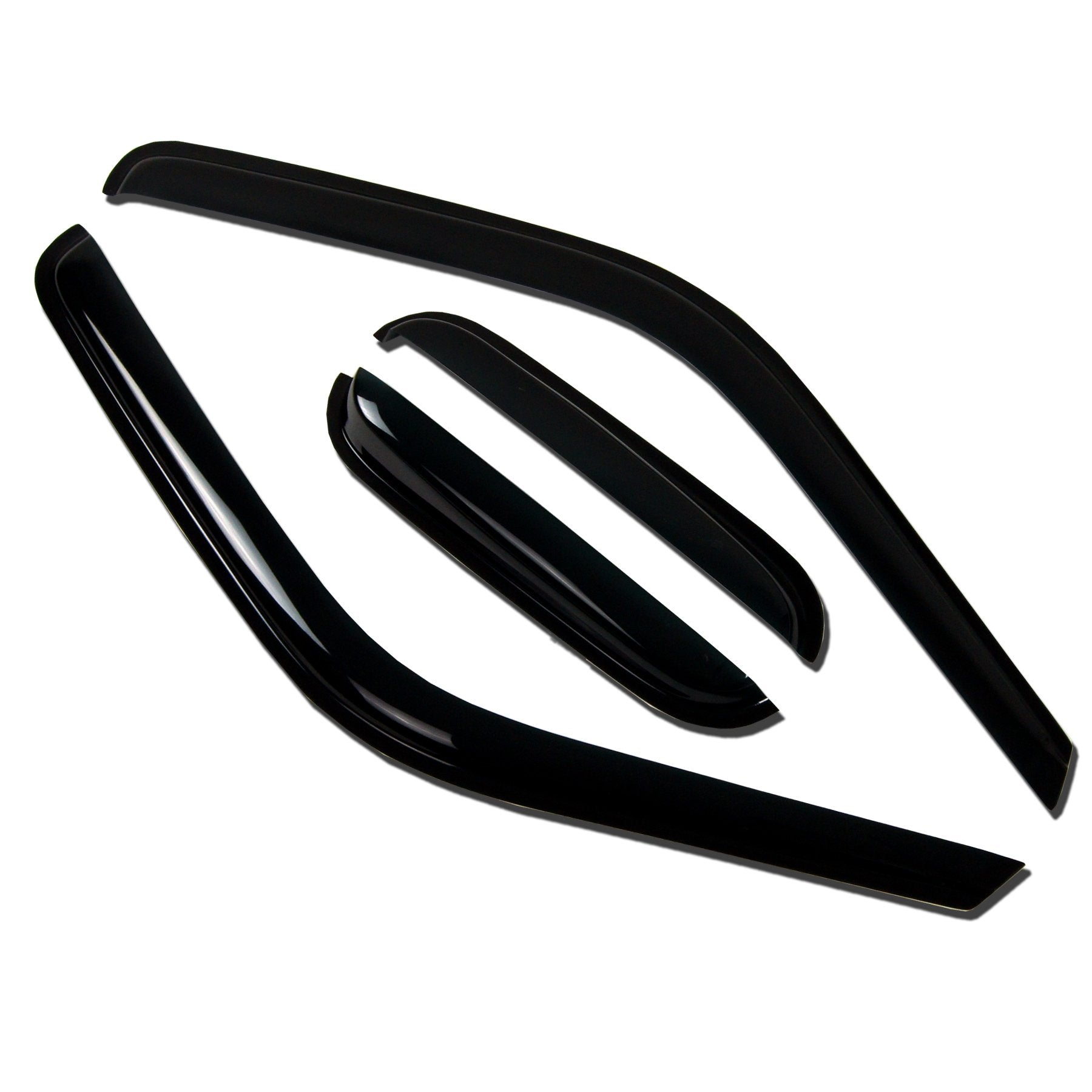 TuningPros WV-087 Window Visor Deflector Rain Guard Dark Smoke 4-pc Set