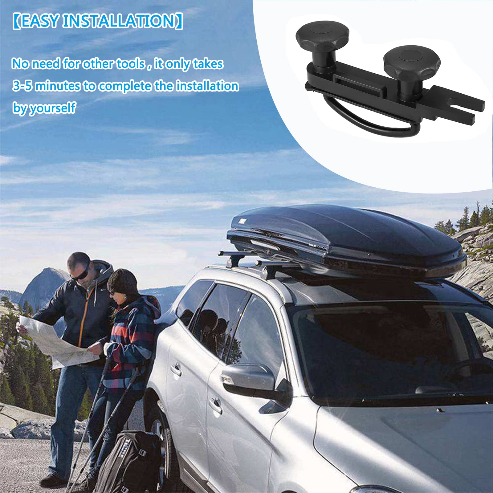 Lotcesfun Roof Box U-Bolt Clip Stainless Steel Universal Inner Width 85Mm/3.35In Thick 40Mm/1.57In Roof Rack Mounting Brackets Accessories With 8 Lock Nuts 2 Straps (4Pcs)