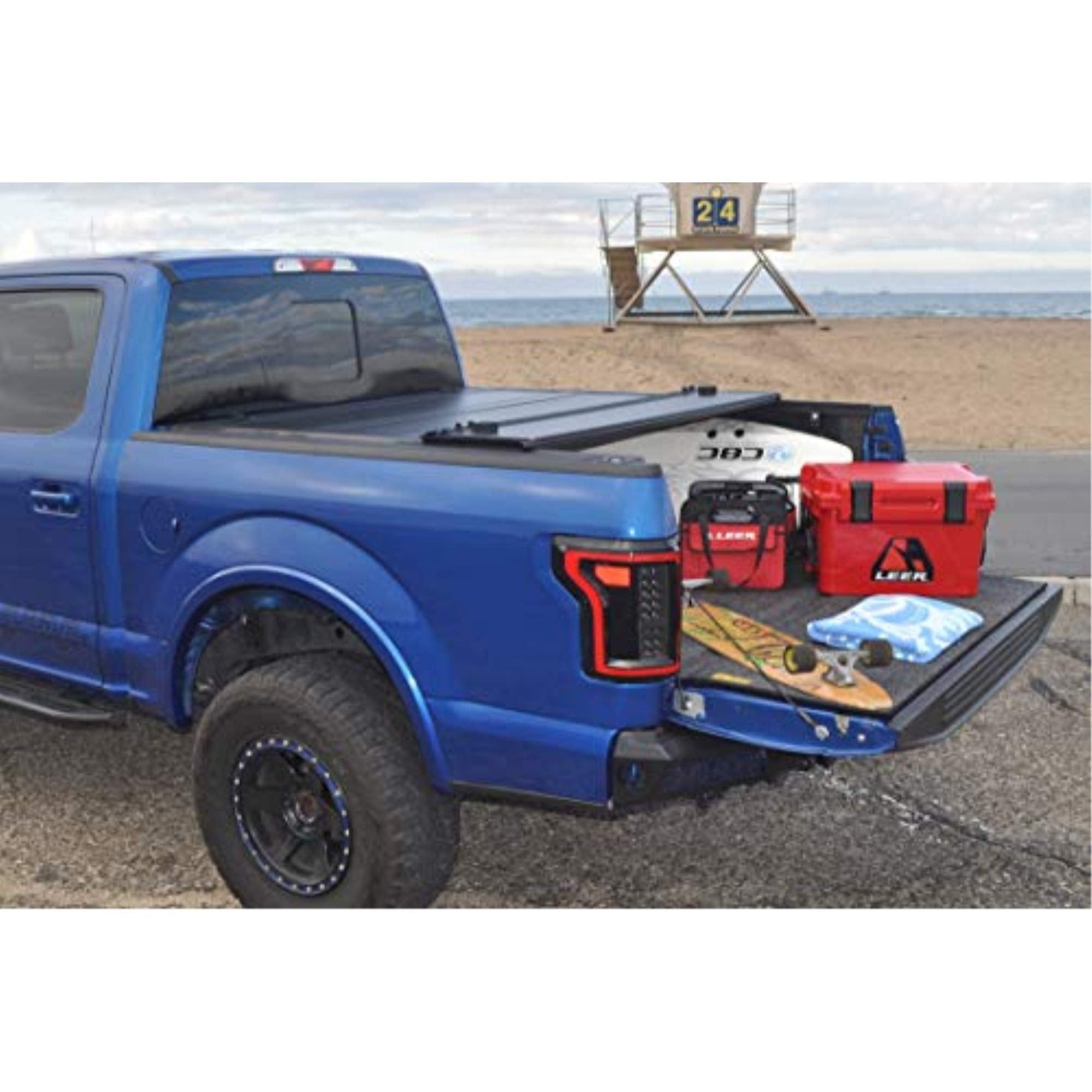 Leer Hf650M Quad-Folding Truck Bed Tonneau Cover, Fits Ford F-150 Light Duty, Years 2004-2014, 5'6 Truck Bed, Black