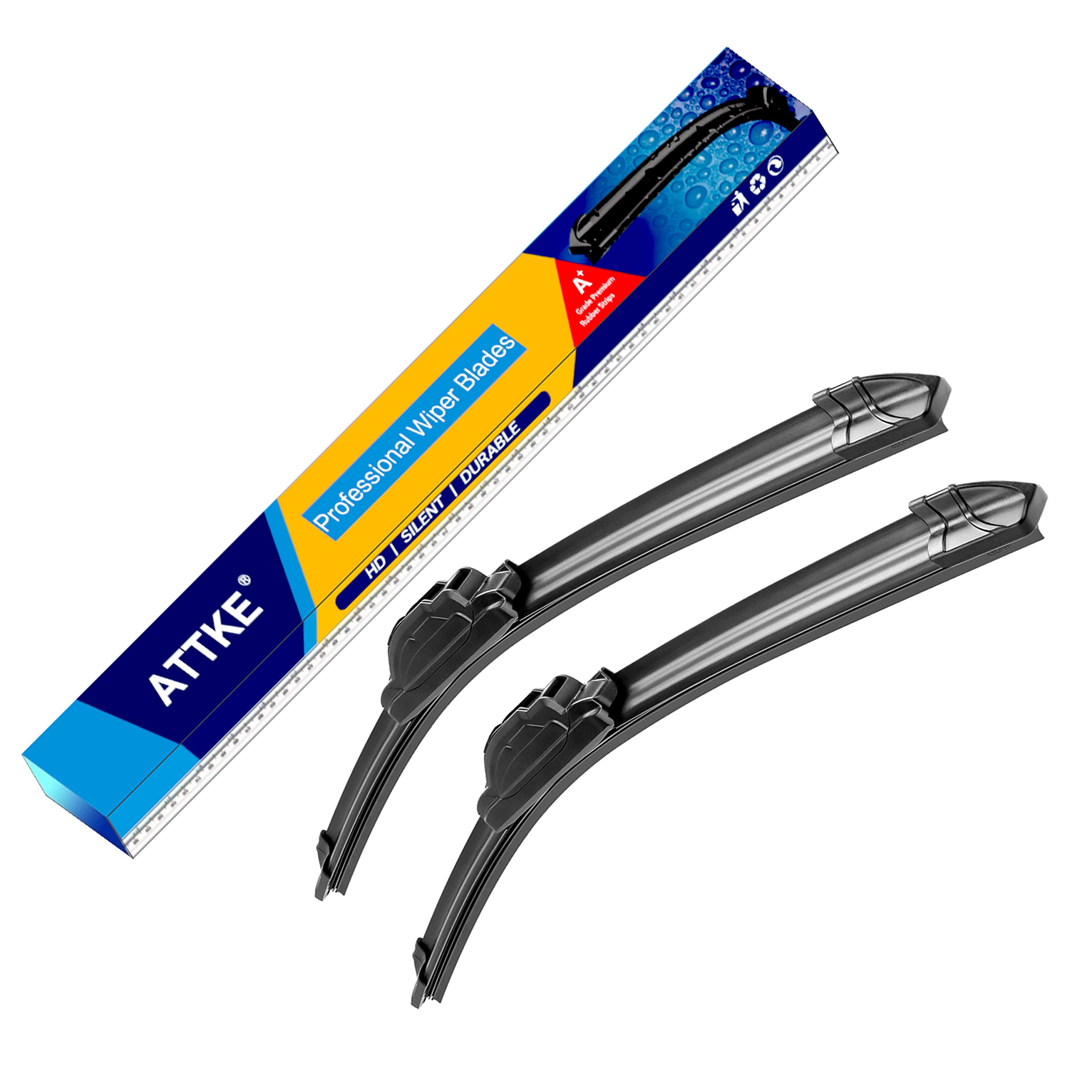 Front Windscreen Wiper Blades 19' + 19' Set For U/J Original Equipment Replacement, Oem Quality All Season Wiper Blades