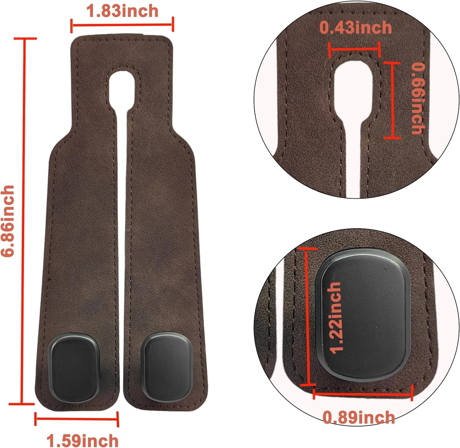Amelity Headrest Hooks, Car Seat Back Hooks For Car, Car Seat Back Double Hook Leather, Purses Hooks For Car (Brown-4 Pack)
