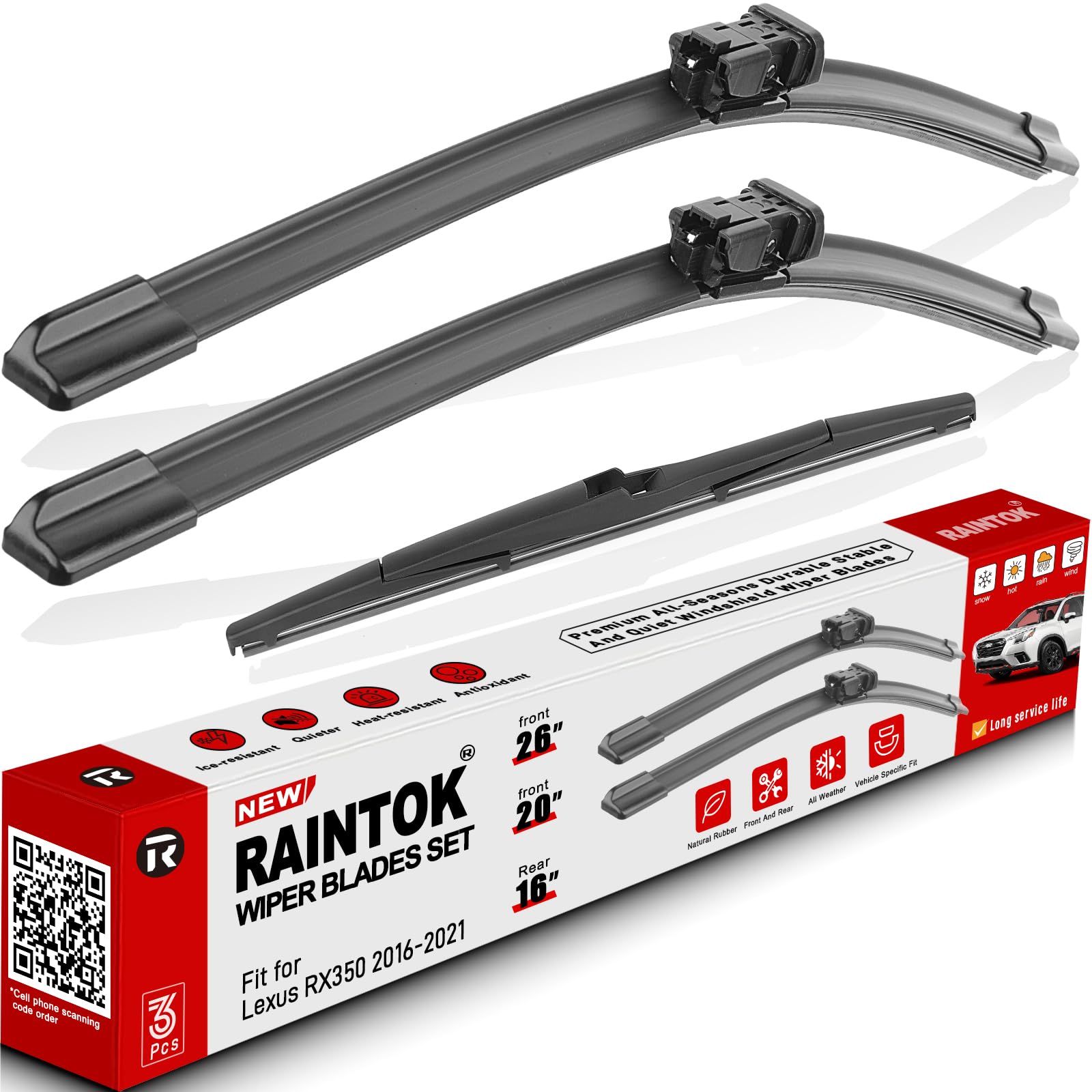 Raintok Windshield Wiper Blade Set Replacement For Lexus Rx350 2016 2017 2018 2019 2020 2021 Original Equipment Replacement Fron