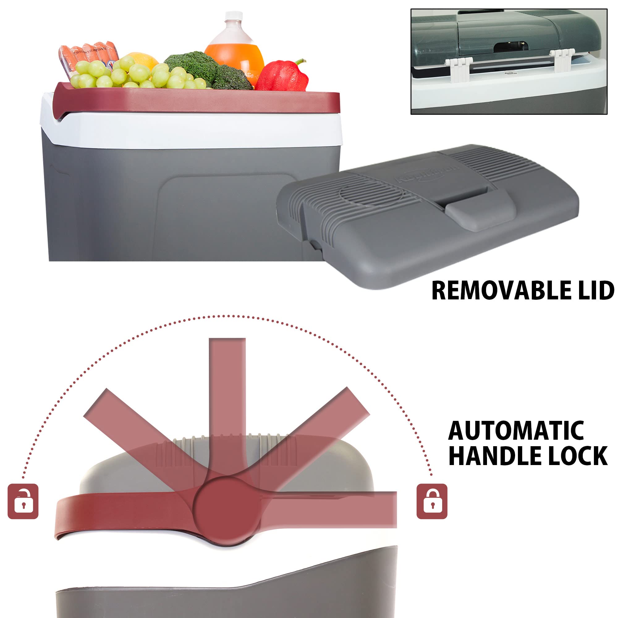 Koolatron 26 qt Portable Cooler - Electric Cooler for Car, Camping, Travel, 12 V Insulated Hard Sided Refrigerator for Vehicle,