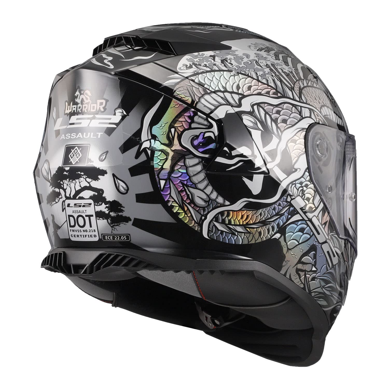 LS2 Helmets Assault Full Face Motorcycle Helmet - Small, Kinetic Polymer Alloy, Warrior Krome Silver/Black, Model 800-1272