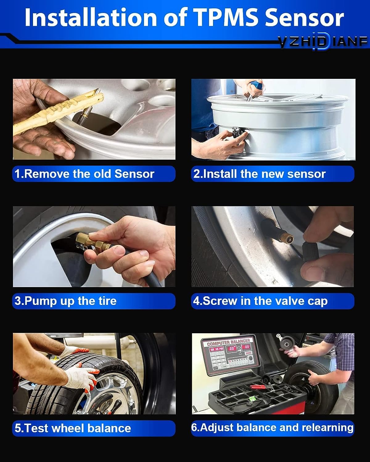 Yzhidianf Pre-Programed Tire Pressure Sensor Fit For:-Chrysler 200 300 Aspen Pacifica Sebring For:-Dodge Avenger Charger Durango