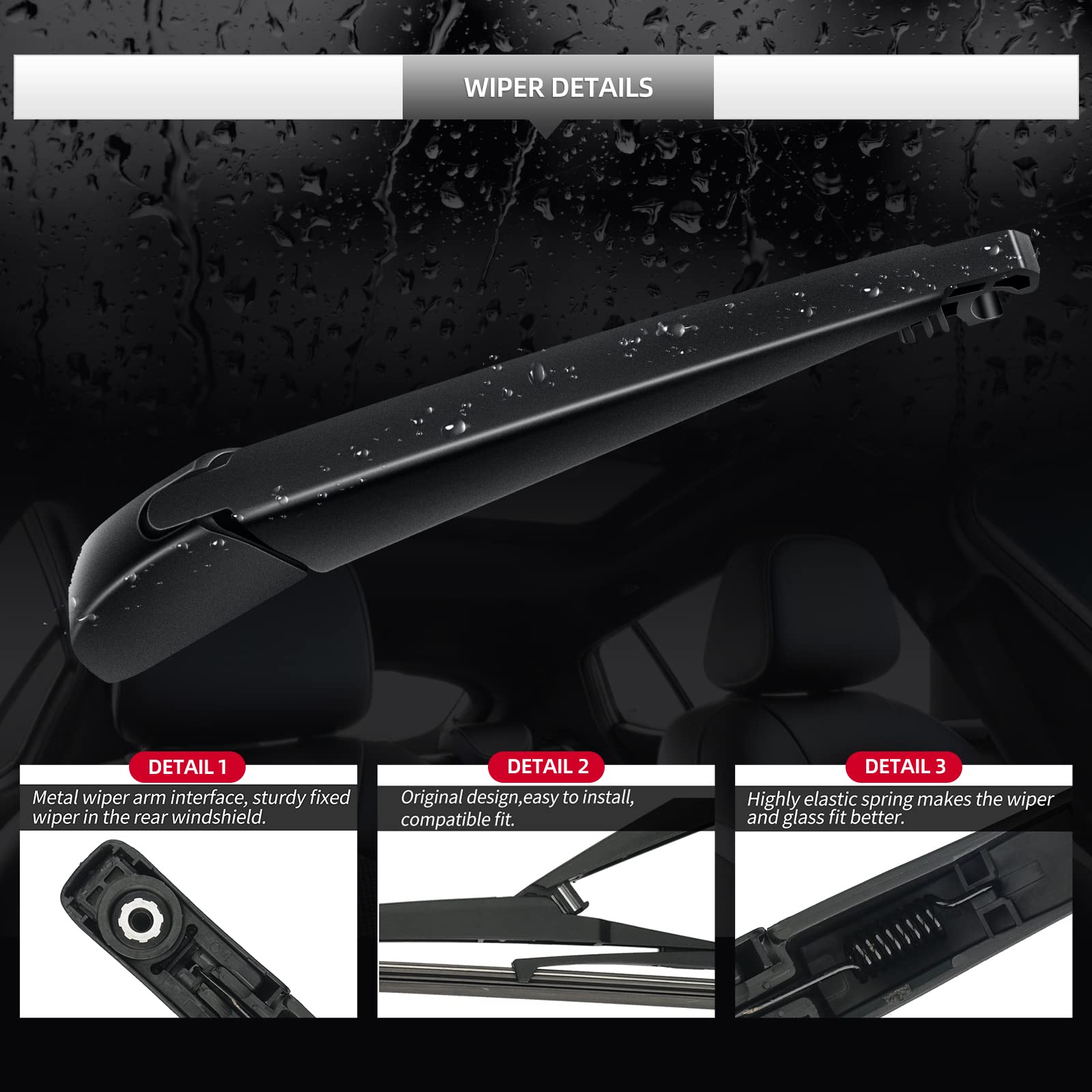 GARDIMU Rear Wiper Blade Assembly for Toyota RAV4 2019-2025, Back Windshield Wiper Blades and Arm Set