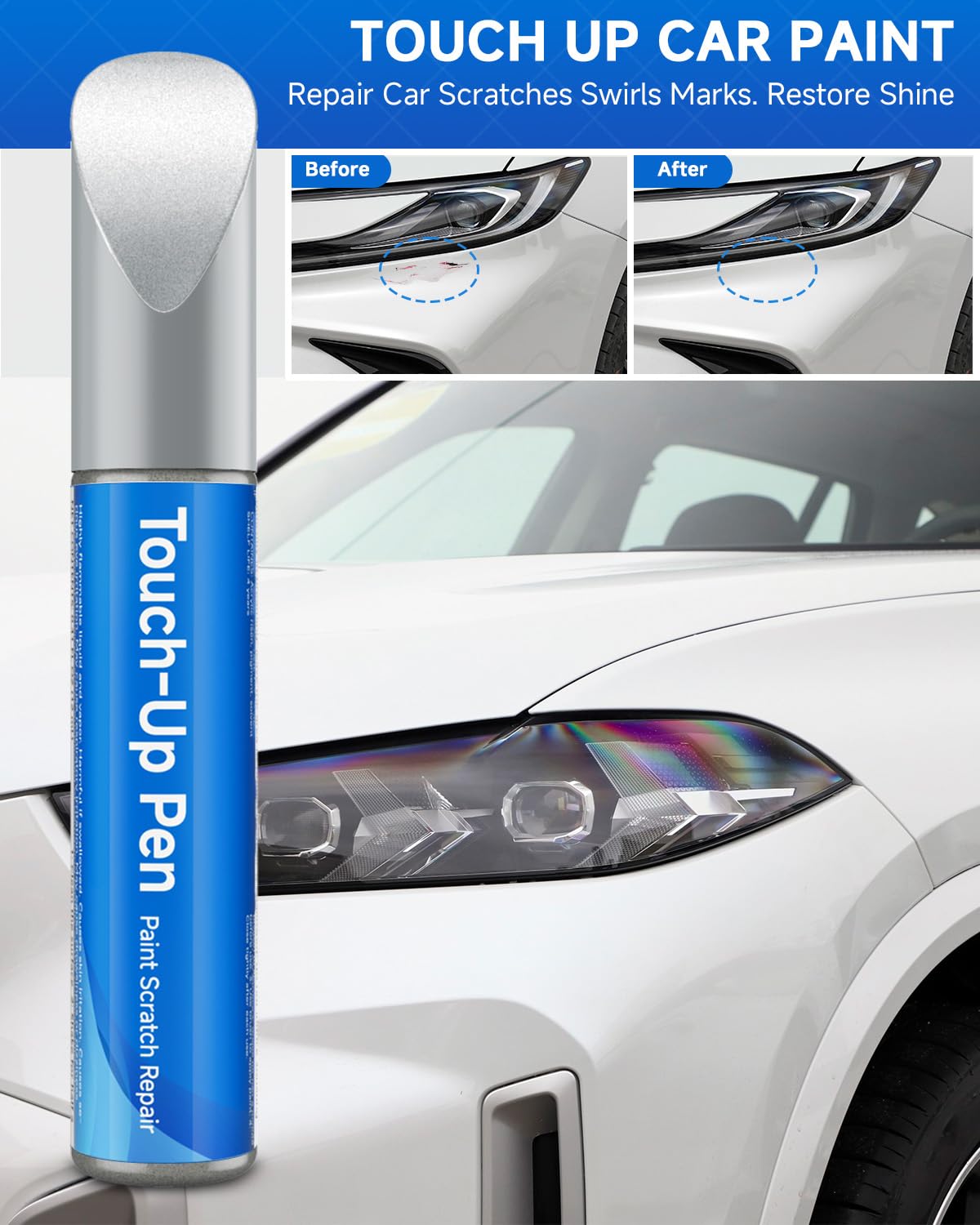 Touch Up Paint Compatible with Toyota Exact Match Touch Up Paint Car Scratch Repair (Blue Crush(8W7))