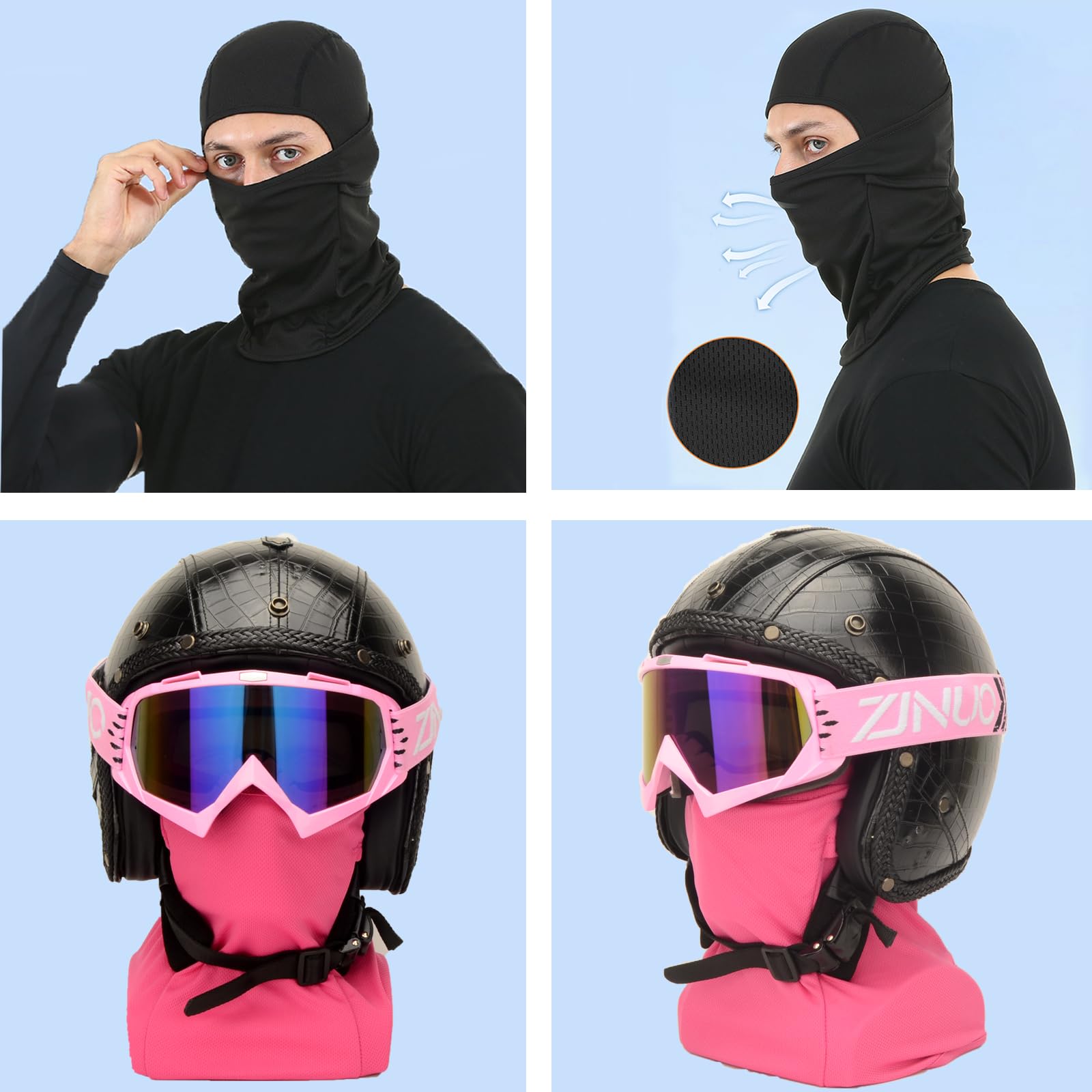 ATV Goggles with Balaclava face Mask for Men Women and Youth, Dirt Bike Motorcycle Motocross Riding Ski Goggles (Pink Color+Pink