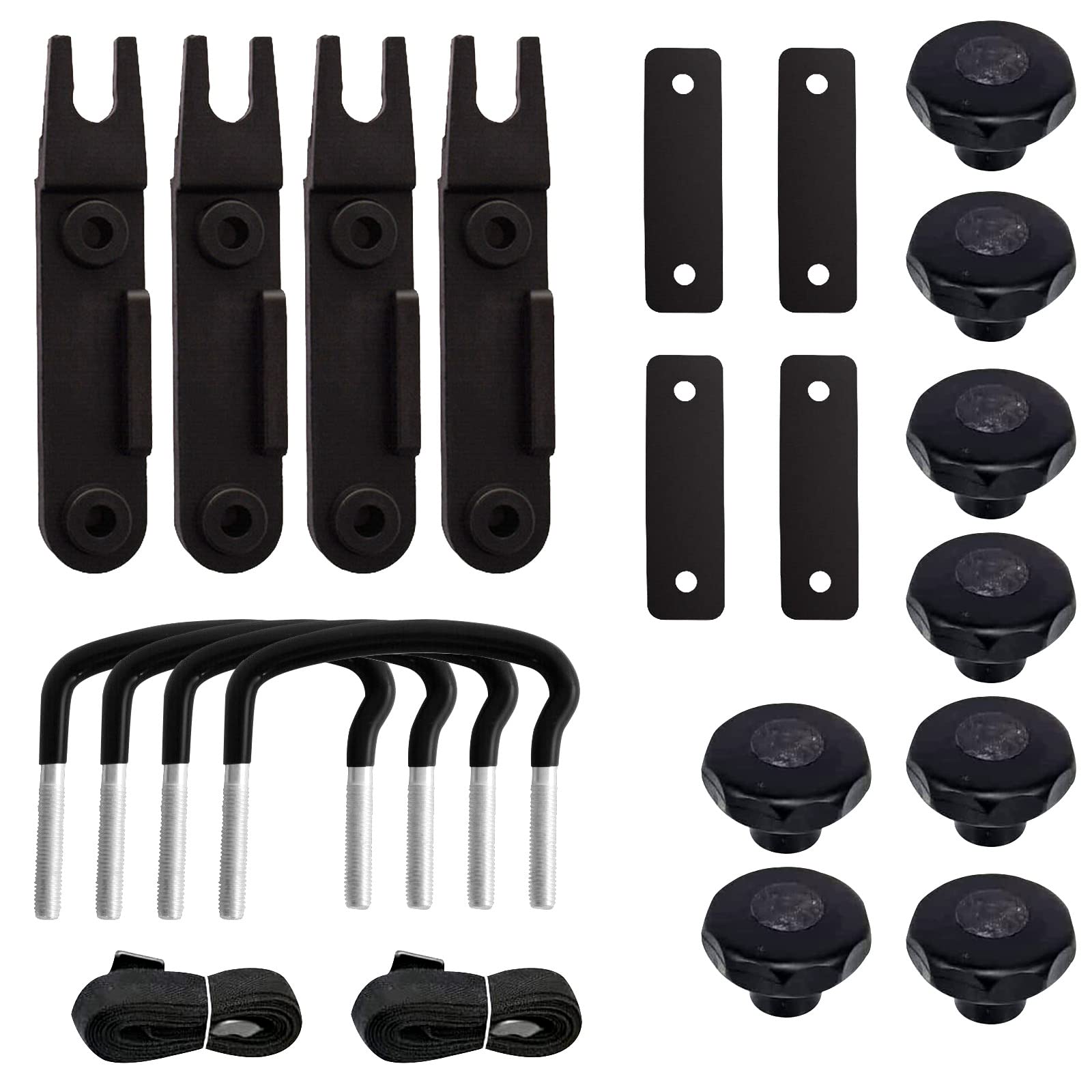 Lotcesfun Roof Box U-Bolt Clip Stainless Steel Universal Inner Width 85Mm/3.35In Thick 40Mm/1.57In Roof Rack Mounting Brackets Accessories With 8 Lock Nuts 2 Straps (4Pcs)