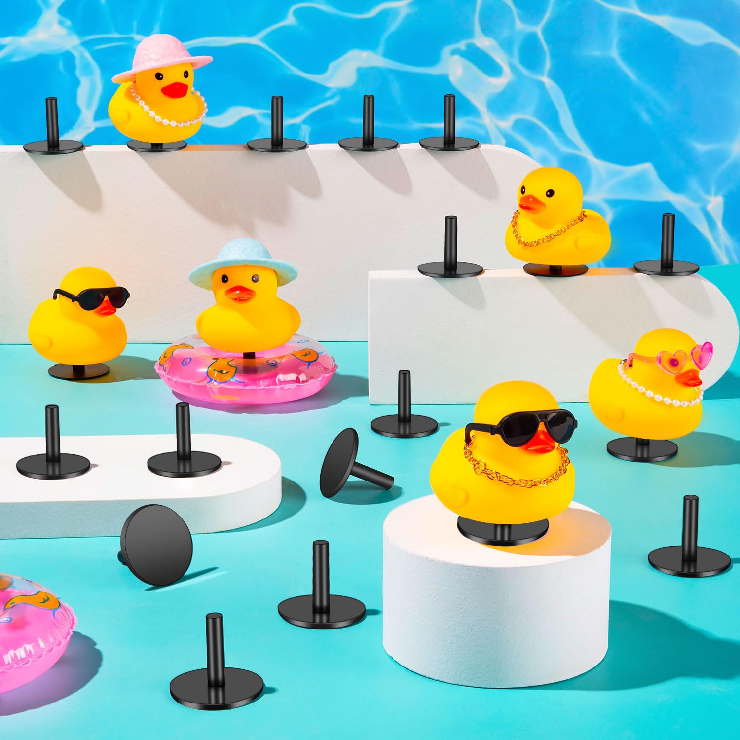 Zhwkmyp 20Pcs Duck Holder, Black Plastic Duck Plug Holders For Car Dash, Rubber Duck Mounts For Car Dashboard Lover (Excluding R