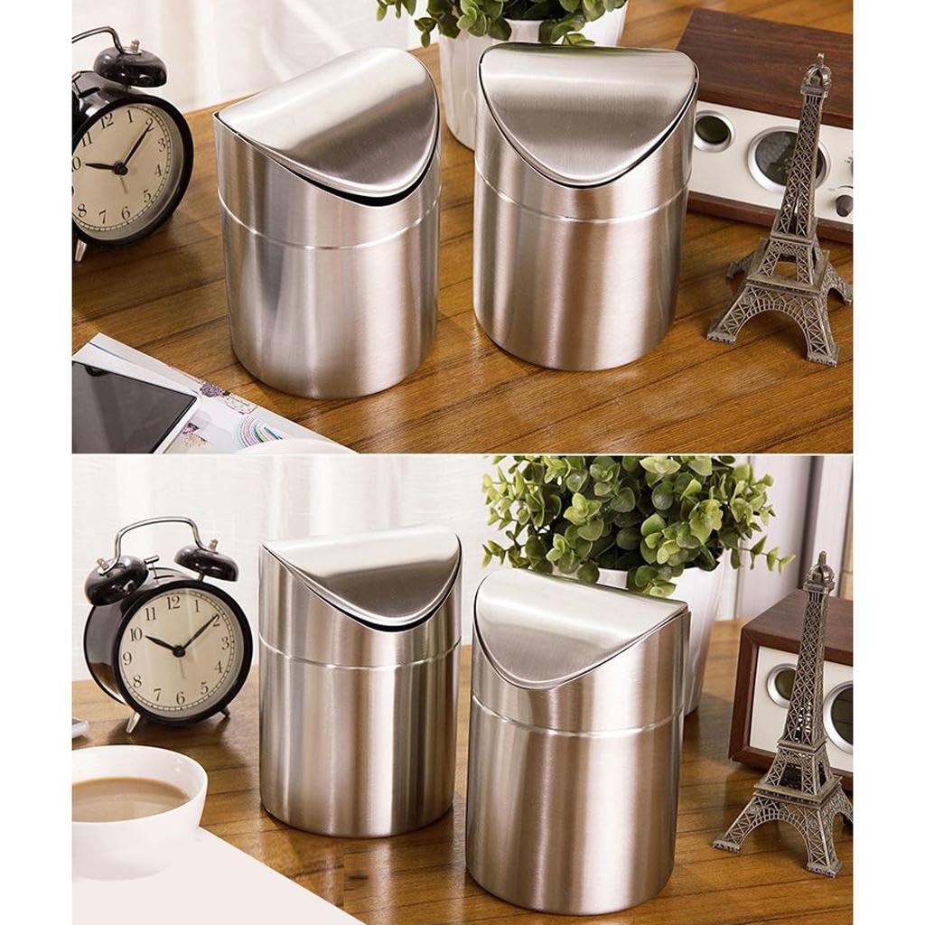 Enakshi Stainless Steel Mini Dustbin Table Rubbish Bin Auto Car Trash Can|Home & Garden | Household Supplies & Cleaning | Trash 